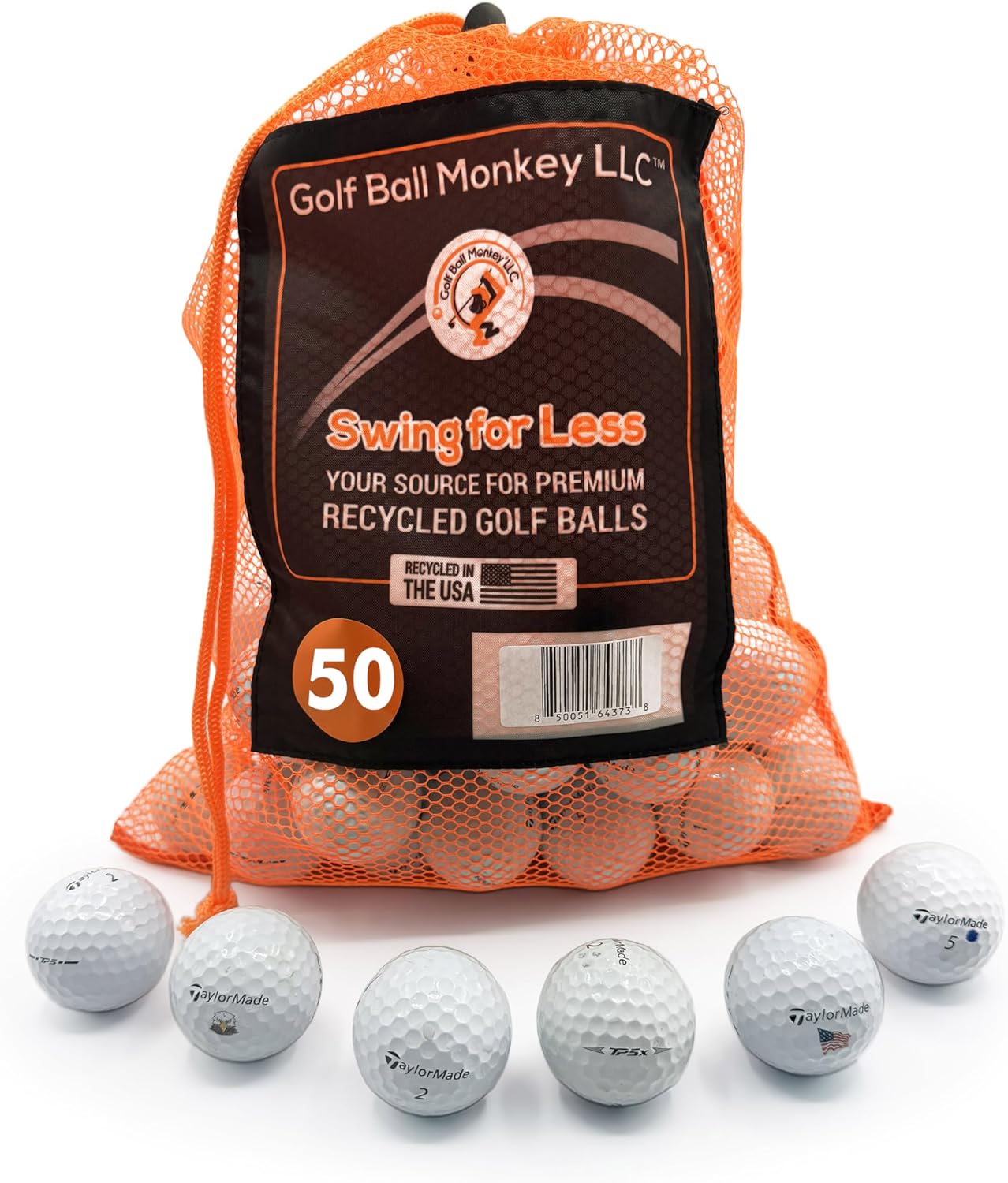 Golf Ball Monkey Cheap Recycled for Taylormade TP5 and TP5X Golf Balls Bulk 50 Pack in Good Condition Used Golf Balls for Taylormade Golf Balls TP5 Used Golf Balls White for Men and for Women