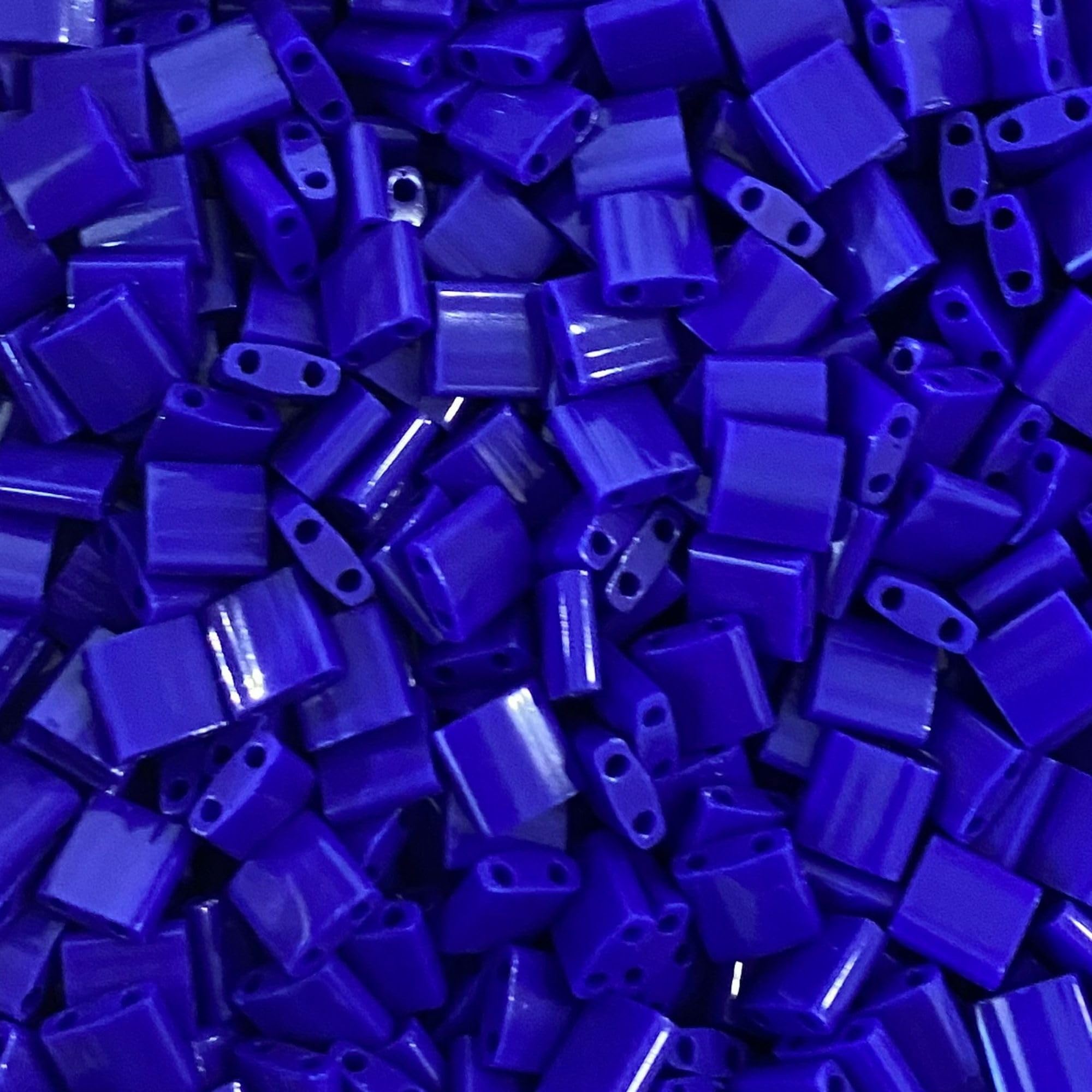 Miyuki Tila Beads - 2 Hole Square Beads, 5x5x1.9 mm, 5 Grams Glass Beads Royal Blue (TL414)