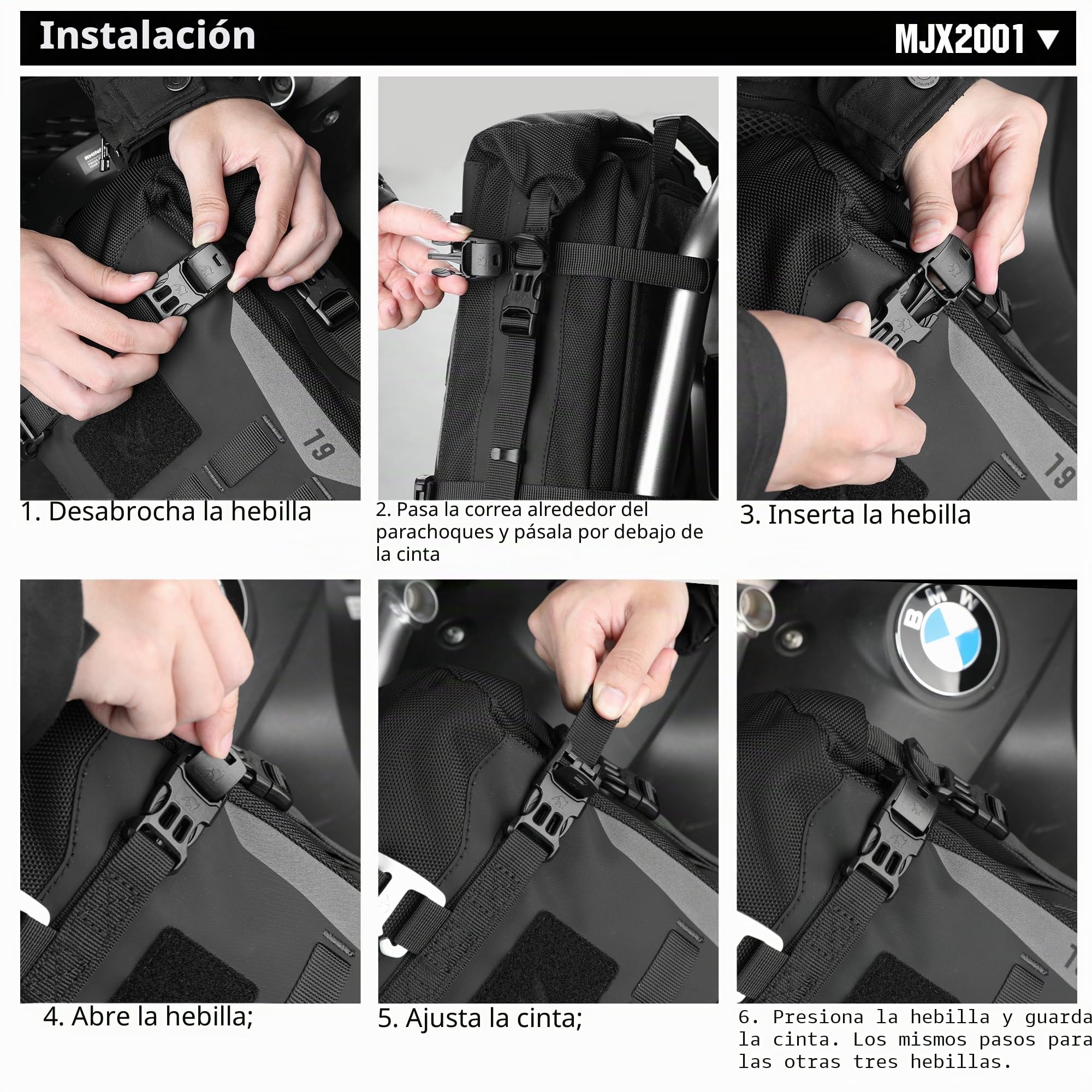 Rhinowalk Bolsa para parachoques delantero de motocicleta, bolsa trasera para motocicleta, 6 L, impermeable, con sistema Molle, accesorios profesionales de motor, color negro