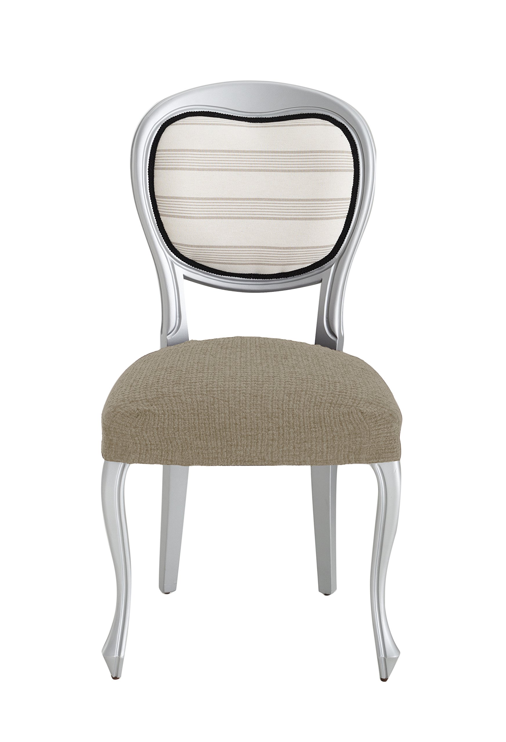 Eysa Dorian Bielastic Chair Cover, Beige, Pack of 2