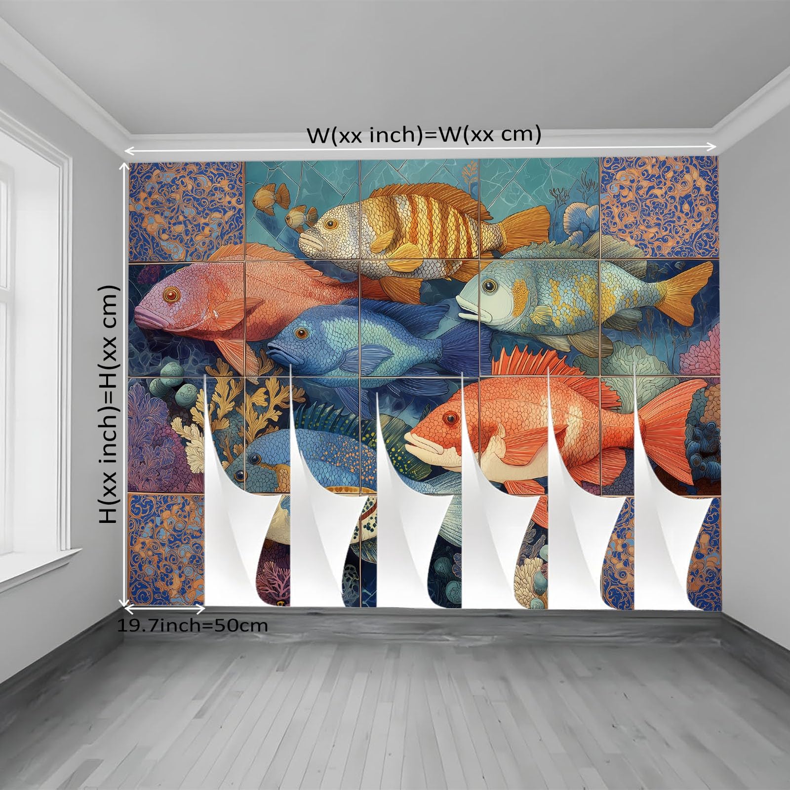 Tapeta z włókniny 350 x 256 cm, rafa koralowa, dekoracja ścienna do głównej sypialni i salonu, kolorowa