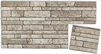 IZODEKOR 3D Brick Effect Wall Panels - Cladding, Stone Look, Styrofoam Panels for Living Room, Kitchen, Bathroom, Balcony, Bedroom, Back of Counter, and Teras | Cream Dream (10" x 10" Sample)
