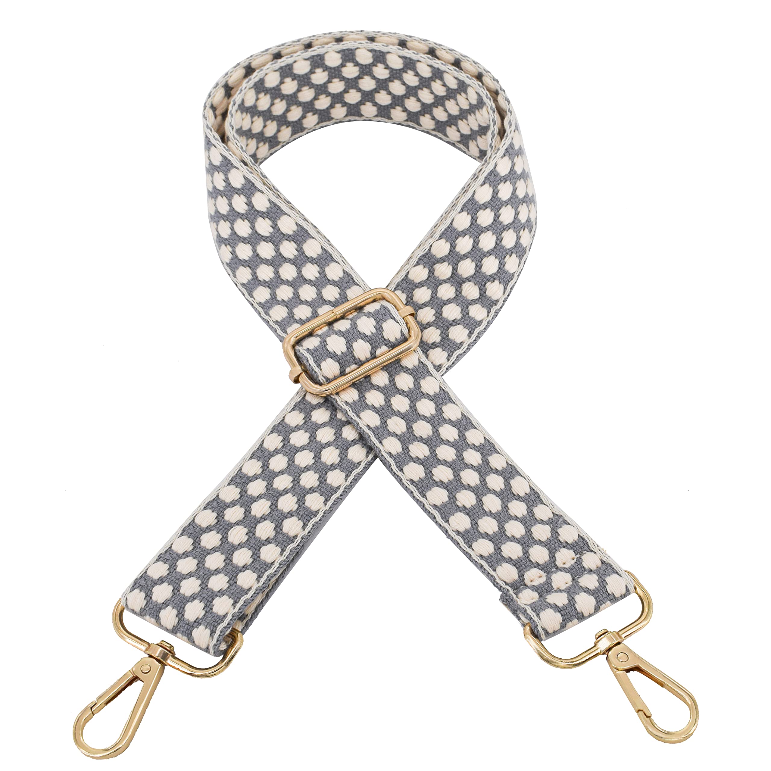 Roygbcp Women's Grey With Gold Details R202304 Rhombic Wallet Strap (Pack Of 1), Gray, Width Is 1.5"/3.8Cm