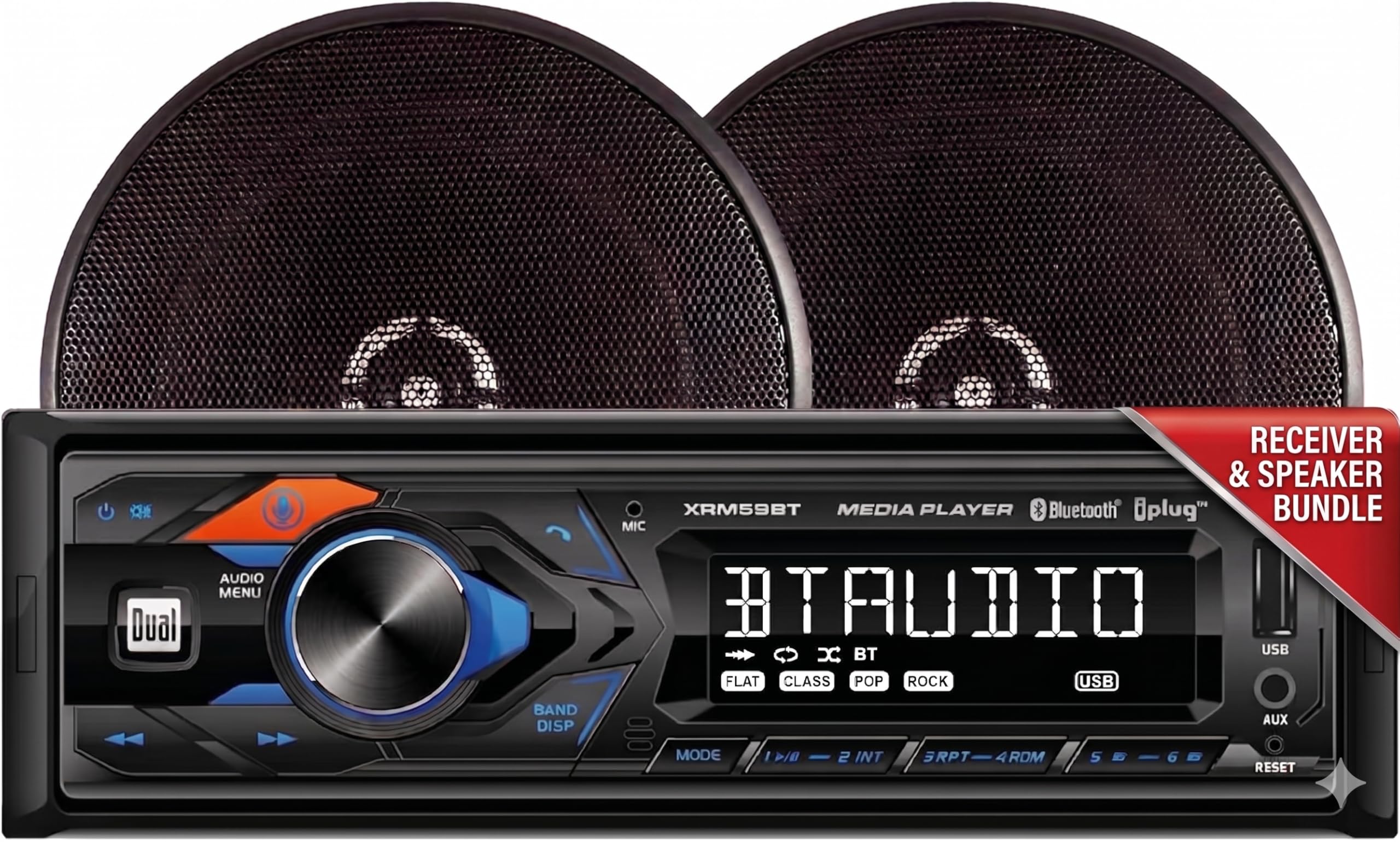 The Best Bluetooth Speakers For Car of 2026 Worth Your Money Dual Electronics CPM5965 7-Character LCD Single DIN Car Stereo Receiver with (2) 6.5 Multi-Fit 2-Way Speakers | Bluetooth Hands Free Calling & Music Streaming | Push to Talk Assistant | AM/FM Radio