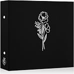 Lanpn 12x12 album photo de scrapbook d'inch, couverture en lin Acid sans acide 3 Livre de photos du dossier Binder Bring 12 x 12 avec 30 Manches en plastique 60 Pages (Noir, 30X30cm)