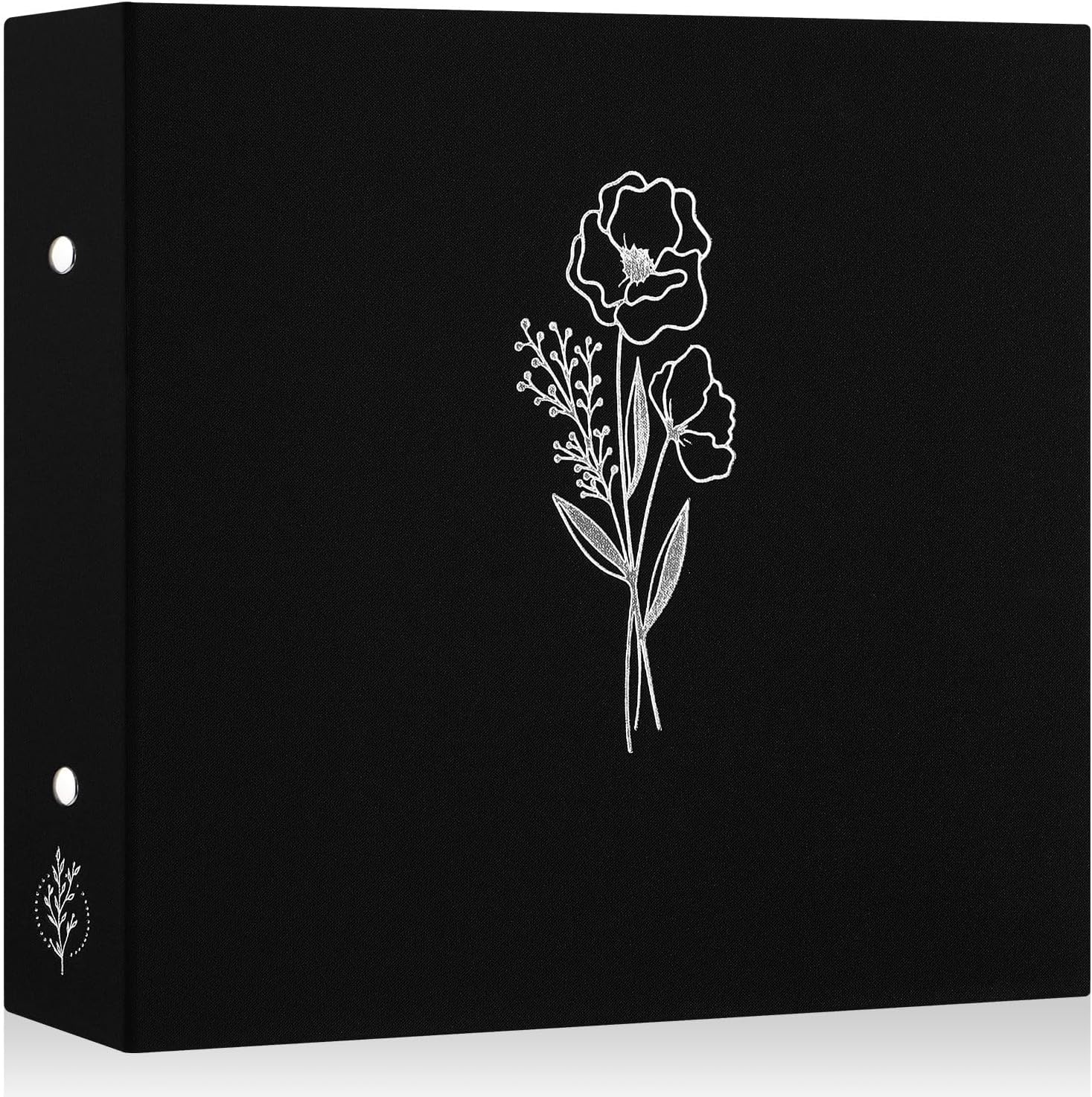 Lanpn 12x12 inch Scrapbook Photo Album, Linen Cover Archival Acid Free Top Load 3 Ring Binder Folder Photo Book 30x30 cm with 30 Plastic Sleeves 60 Pages (Black)