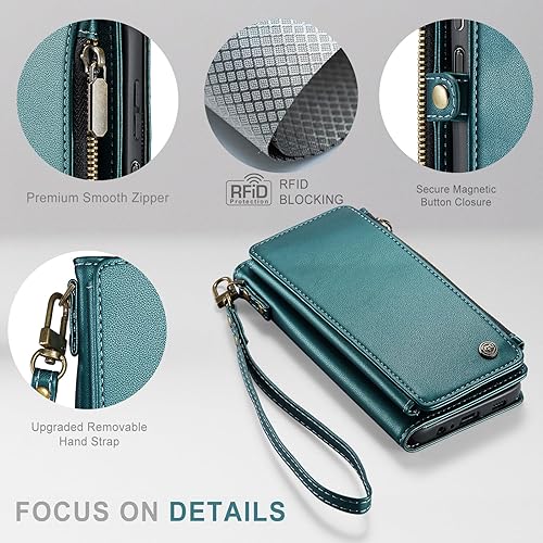 Miniatura 5 de Defencase Funda para Moto G 5G 2023, bloqueo RFID, Motorola Moto G 5G 2023, cartera para mujeres y hombres, correa de muñeca de piel sintética con