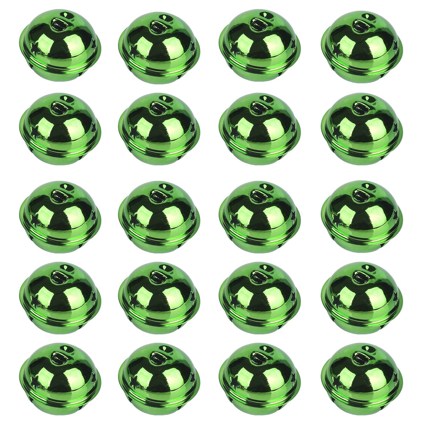 20Pcs Green Christmas Bells, Metal Round Bells, 30mm Bright Colors Jingle Bells for Crafts Christmas Wind Chimes Jewelry Ornaments Holiday Home Party Decoration