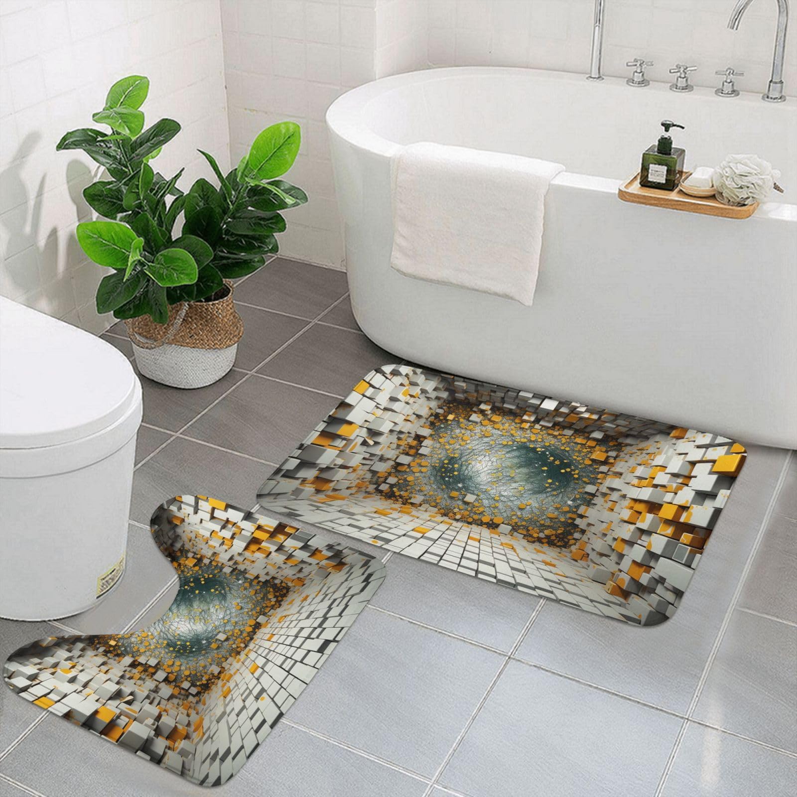 Tapis de bain en microfibre doux et absorbant en forme de U pour douche