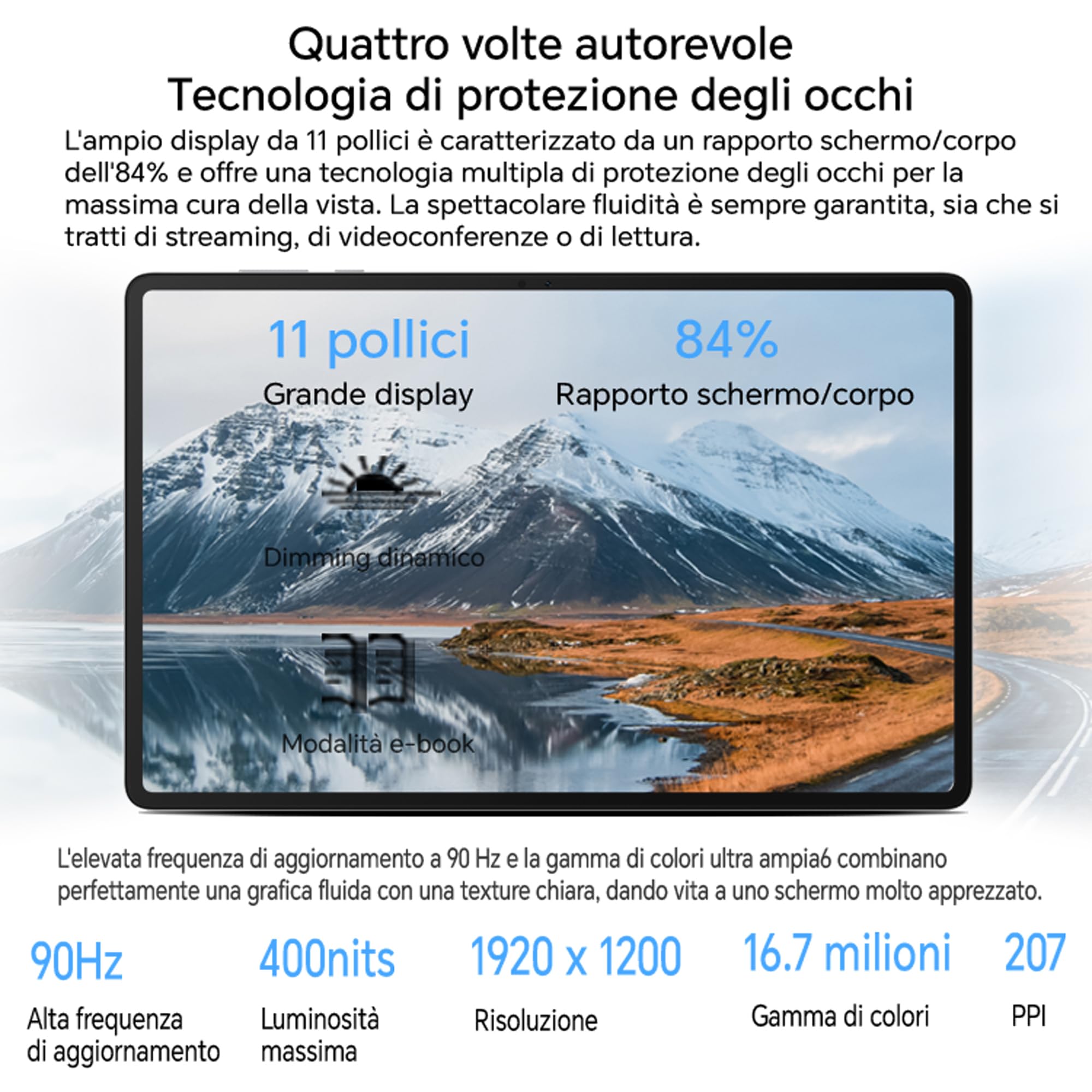 HONOR Pad X8a Wi-Fi Versione 4GB RAM/128GB ROM, 8300mAh, 11 Pollici 90Hz Eye Protection Display Tablet,4 Altoparlanti, Android 14, Space Gray