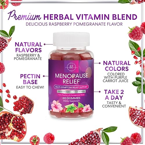 Miniatura 6 de Suplementos para la menopausia para mujeres, apoyo natural completo para sofocos suaves y sudores nocturnos, gomitas de alivio de la menopausia