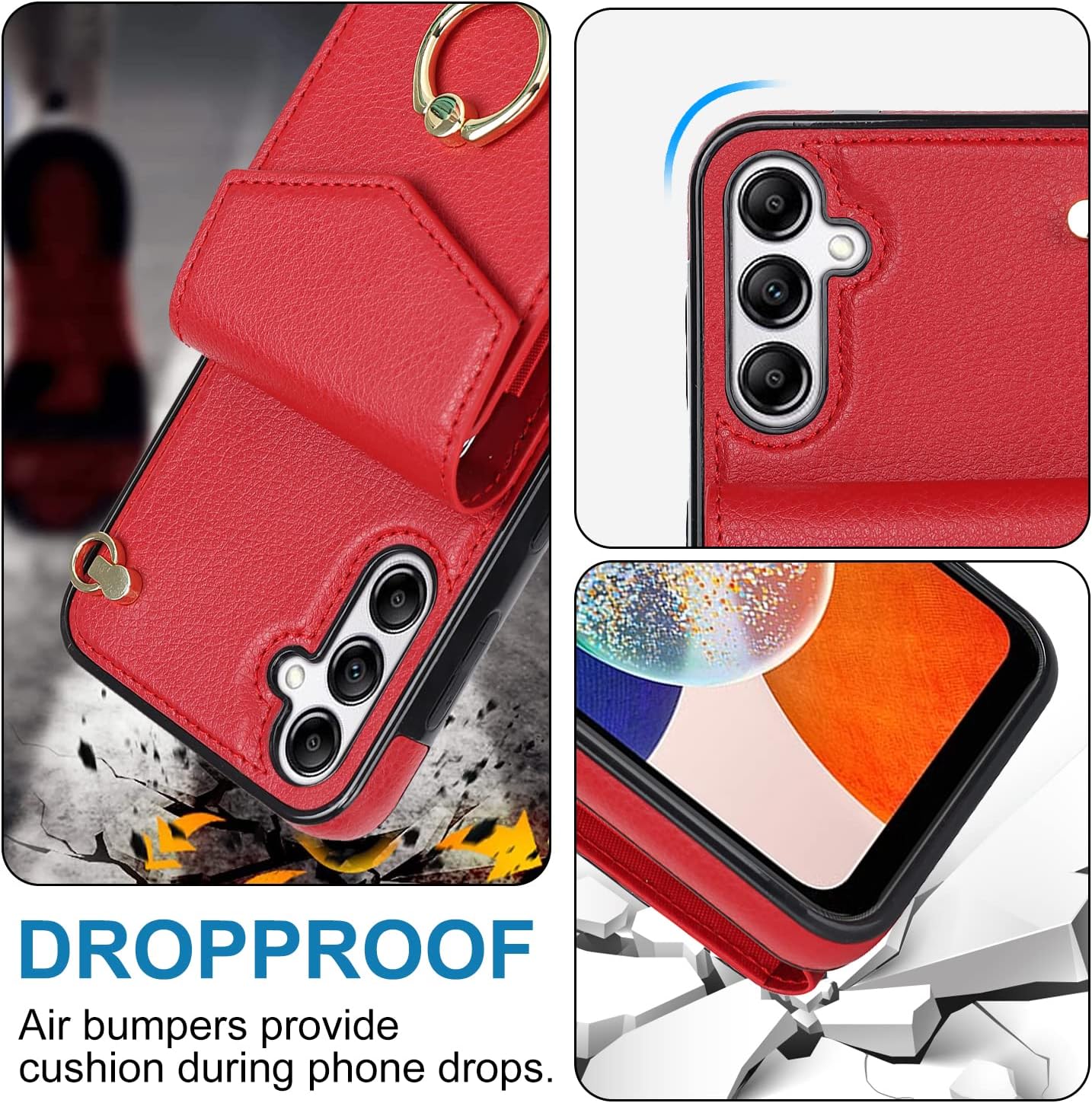 Asuwish Phone Case for Samsung Galaxy S25 Plus S25+ 5G Wallet Cover with Tempered Glass Screen Protector and RFID Blocking Ring Stand Credit Card Holder Leather Cell S25plus 25S + S 25 25+ Women Red - Image 5