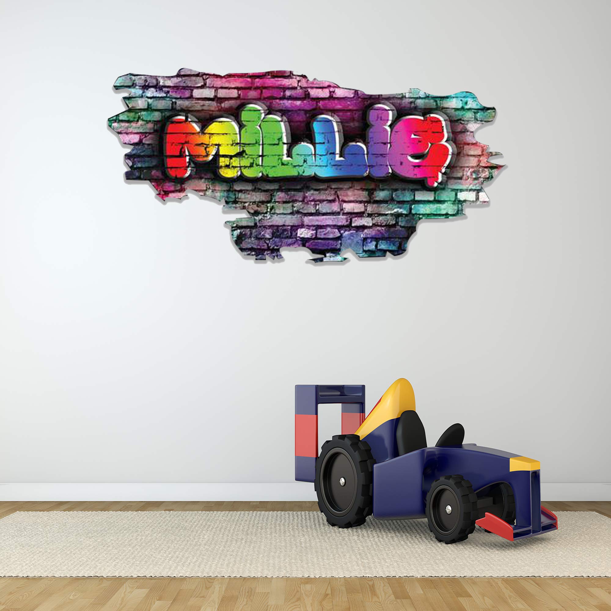 MySticky Personalized 3D Graffiti Name Wall Decal | Custom Art Vinyl Decor Sticker | Removable | Peel and Stick | No Border Room Art Decor (MYSPGN37-Large)