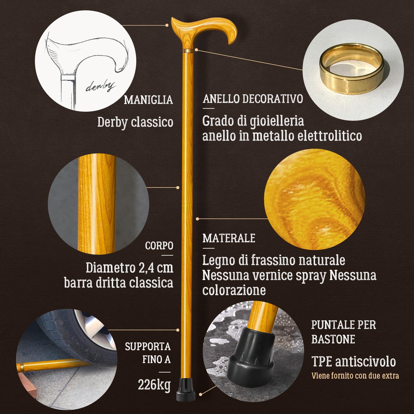 Bastone Da Passeggio Decorativo In Legno Africano Fatto A