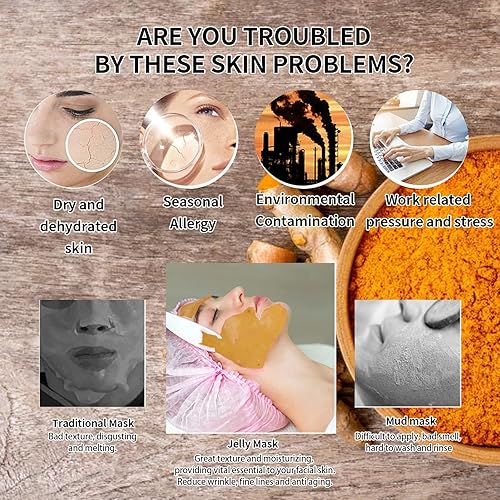 Miniatura 8 de Máscara de gelatina de pétalos de manzanilla turemica, antienvejecimiento, hidratante, cuidado de la piel de la cara, despegable, vegano,