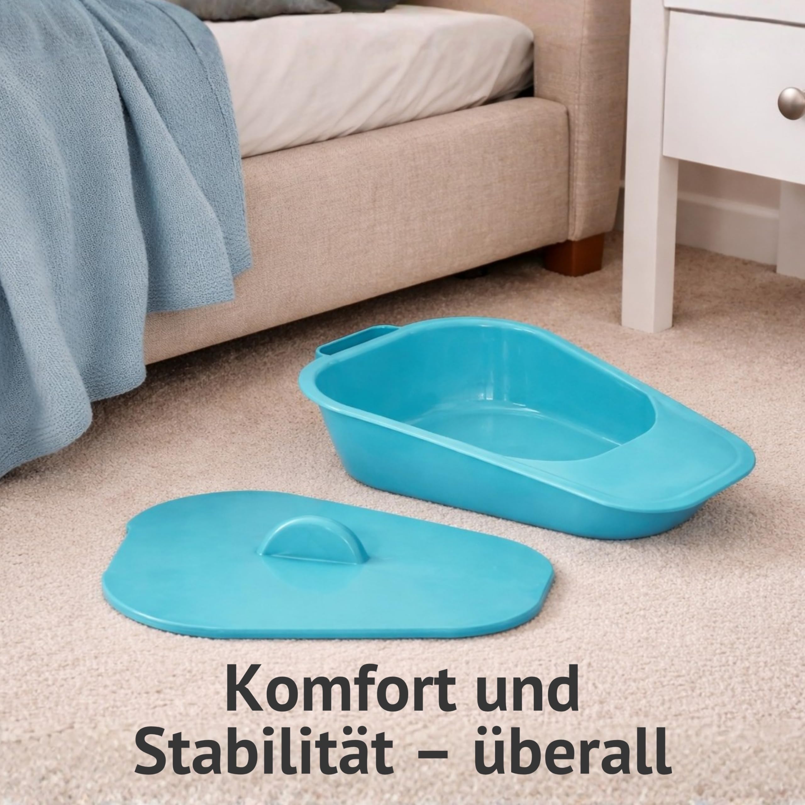 Performance Health Selina Slipper Bed Pan, Commode Pan for Elderly, Handicapped and Disabled, Lightweight Teal Colour