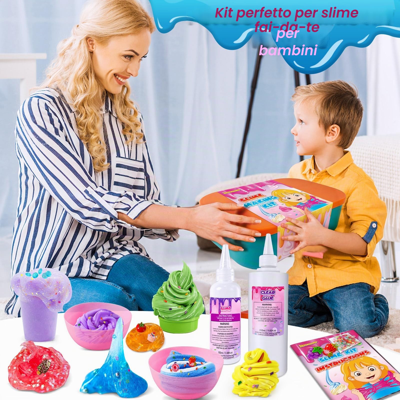 YOPINSAND Slime Kit Gelato, Fluffy Slime Making Kit per bambini 3-12, Laboratorio Creativo per Fabbricare Slime con Accessori - DIY Slime Bambini Ragazze Gioco Giocattoli Bambina Regalo