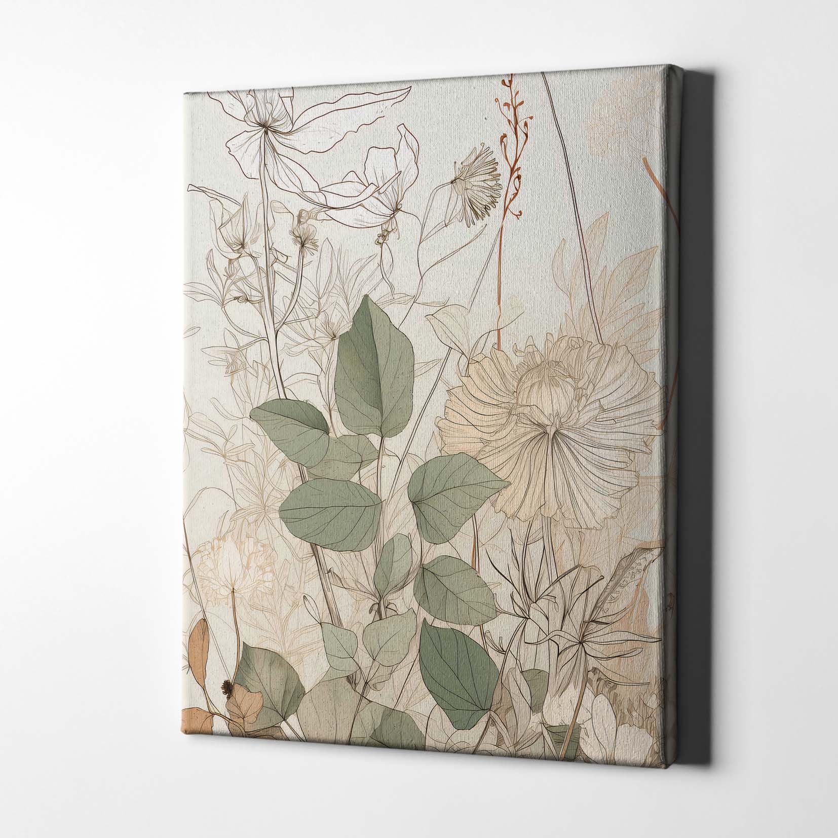 Spiffing Prints Whispering Botanicals No.6 – Impression botanique délicate en blush et vert – 50,8 x 76,2 cm – Toile encadrée