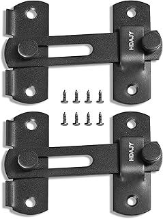2pcs Flip Latch Gate Latches, Safety Door Lock for Barn Wood Fence Sliding French Doors, Black Heavy Duty SUS304
