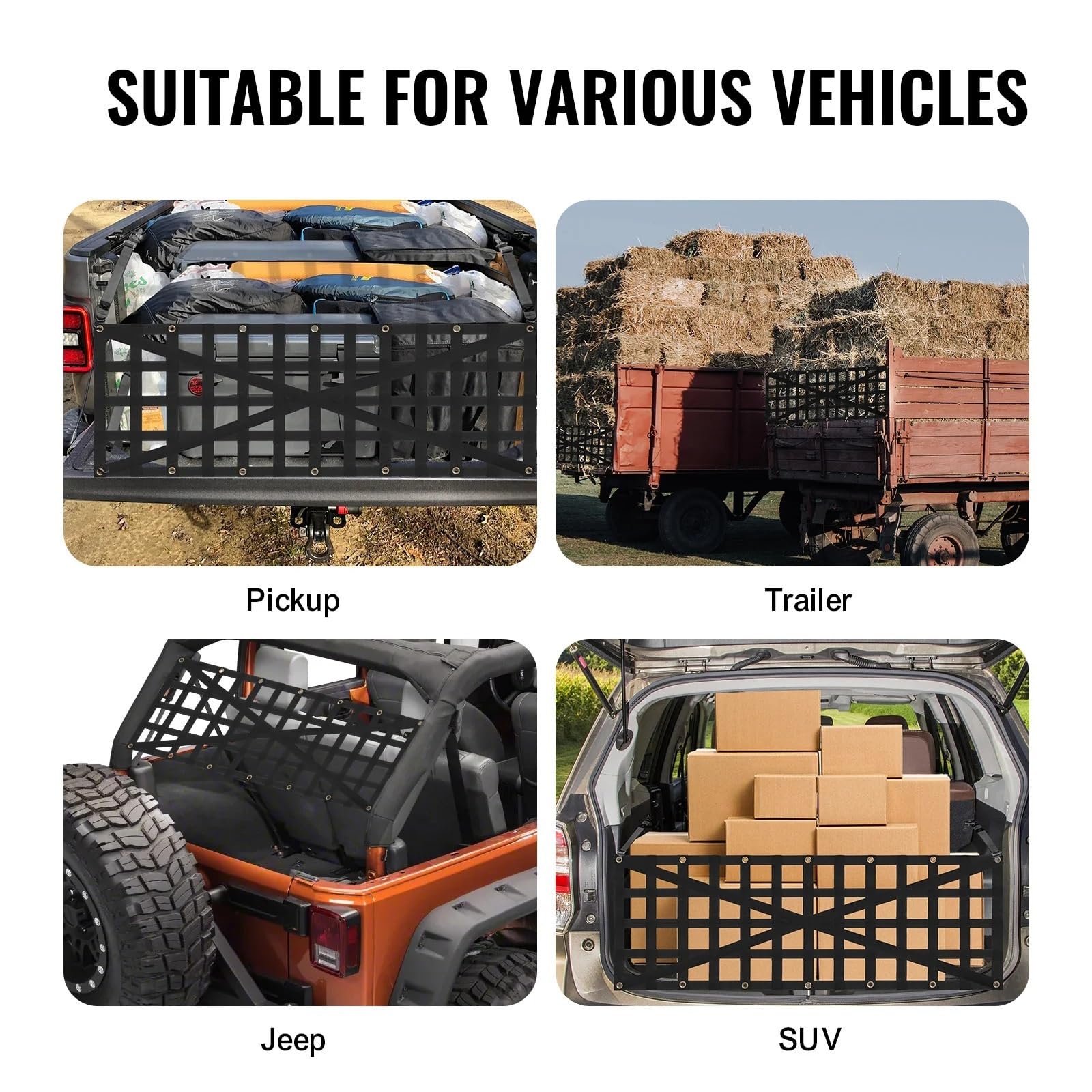 Red Maletero de Coche Universal Car Rear Trunk Net Mesh Elastic with 4 Telescopic Straps Cargo Storage Organizer For Pickup Trailer