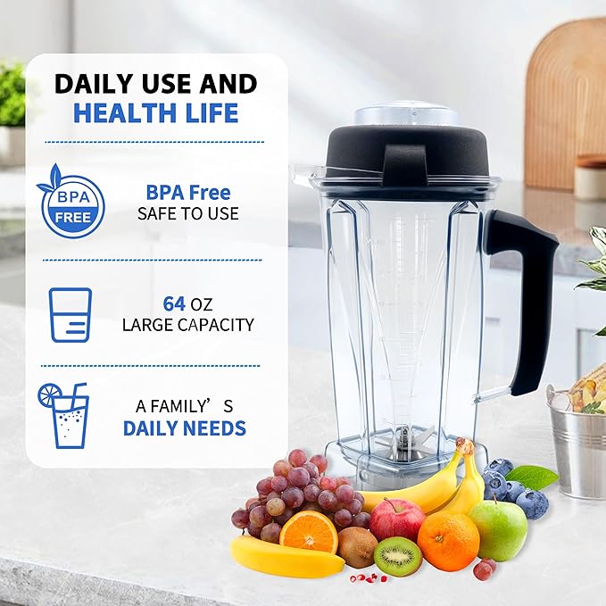 Jarra para licuadora 64 oz, repuesto para Vitamix 5200 5000 5500 6300 7500 miniatura 7