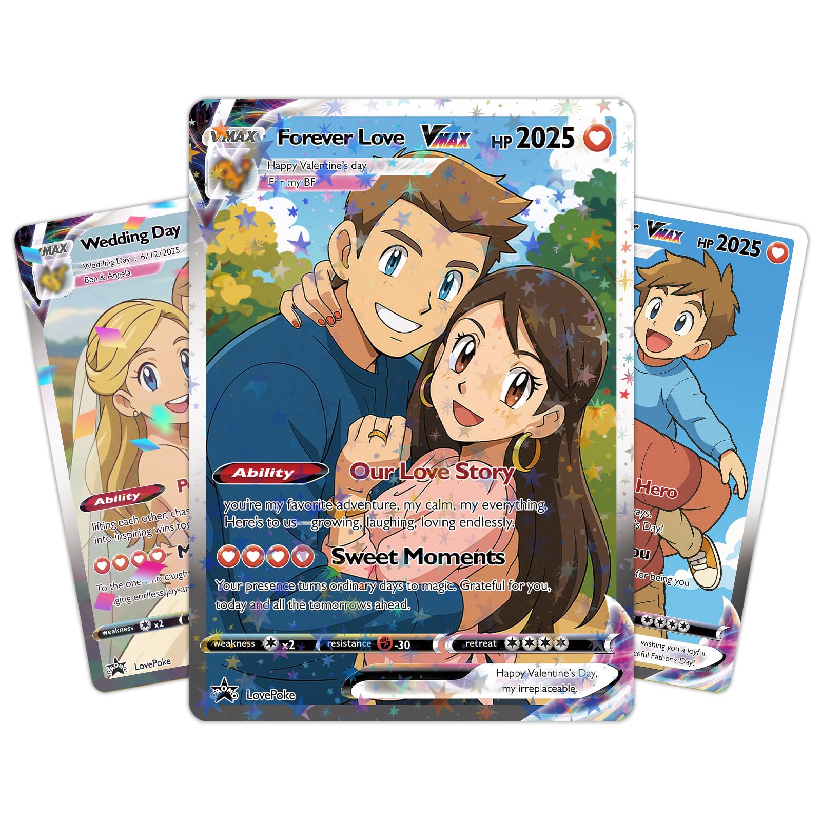Custom Poke Card Animated Style Personalised Trainer or Character Card Photo Text Name Inspired Keepsake Wedding Birthday Gift — image 1