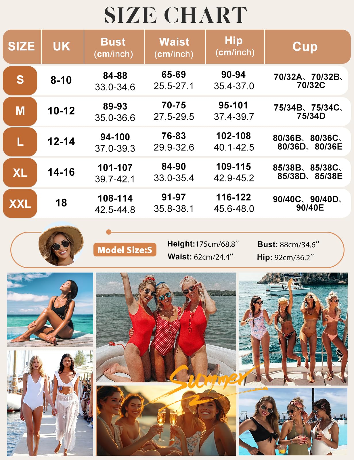 Vancavoo Costume Intero Donna Costumi da Bagno Push Up Scollo a V Curvy Spiaggia con Controllo della Pancia Beachwear Swimsuit Estate