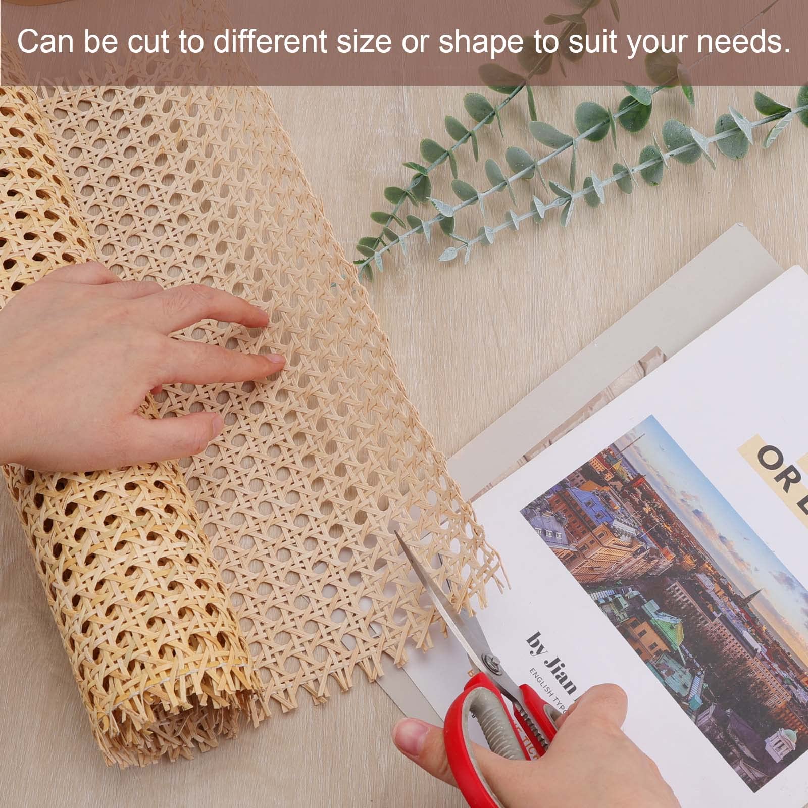 35cmx100cm Rattan Rotolo Naturale, Fatto a mano Fettuccia Rattan, Paglia de Vienna per sedie, Fettuccia in Rattan per Mobili, Cestini, Sottobicchieri, Fai Da Te