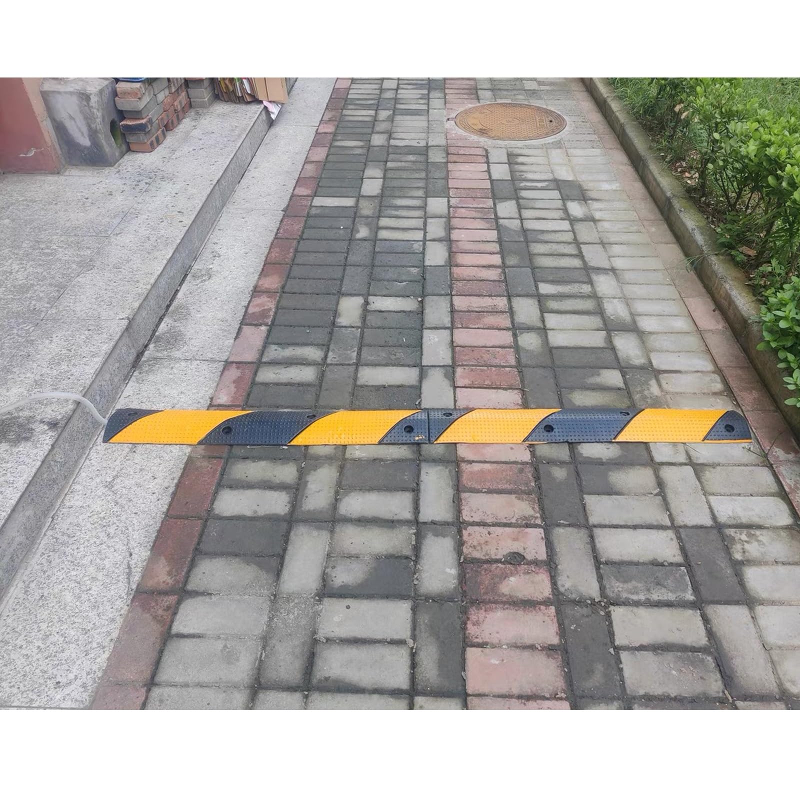 WXXZCE 2pcs 100cm Dossi Stradali in Gomma, Dosso Artificiale per Garage Canalina Passacavi, per Garage, Strade Sterrate, Asfalto, Cemento, Carico Massimo 30t