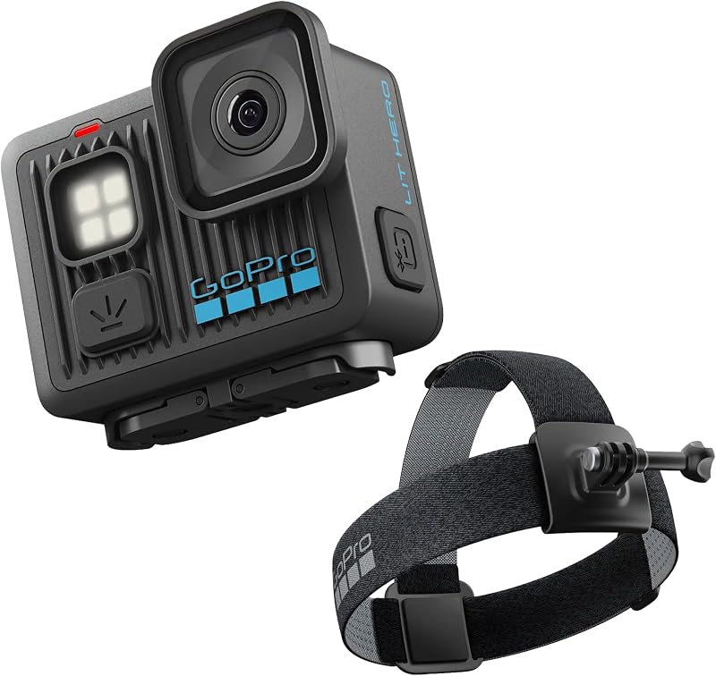LIT Hero Bundle Head Strap 2.0 - Lightweight, 4K, Waterproof Action Camera with Touchscreen — Edit Quik App