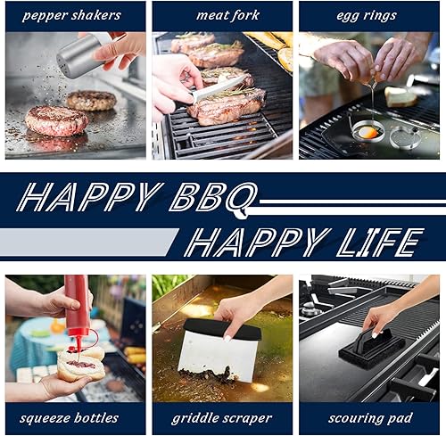 Miniatura 6 de HaSteeL - Juego de 20 accesorios para parrilla, juego de herramientas Teppanyaki de acero inoxidable para interiores y exteriores, barbacoa,