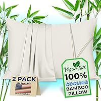 Vista 12 de Fundas de almohada 100% viscosa derivada de bambú - Funda de almohada refrescante - Tamaño estándar, crema, juego de 2 con cremallera