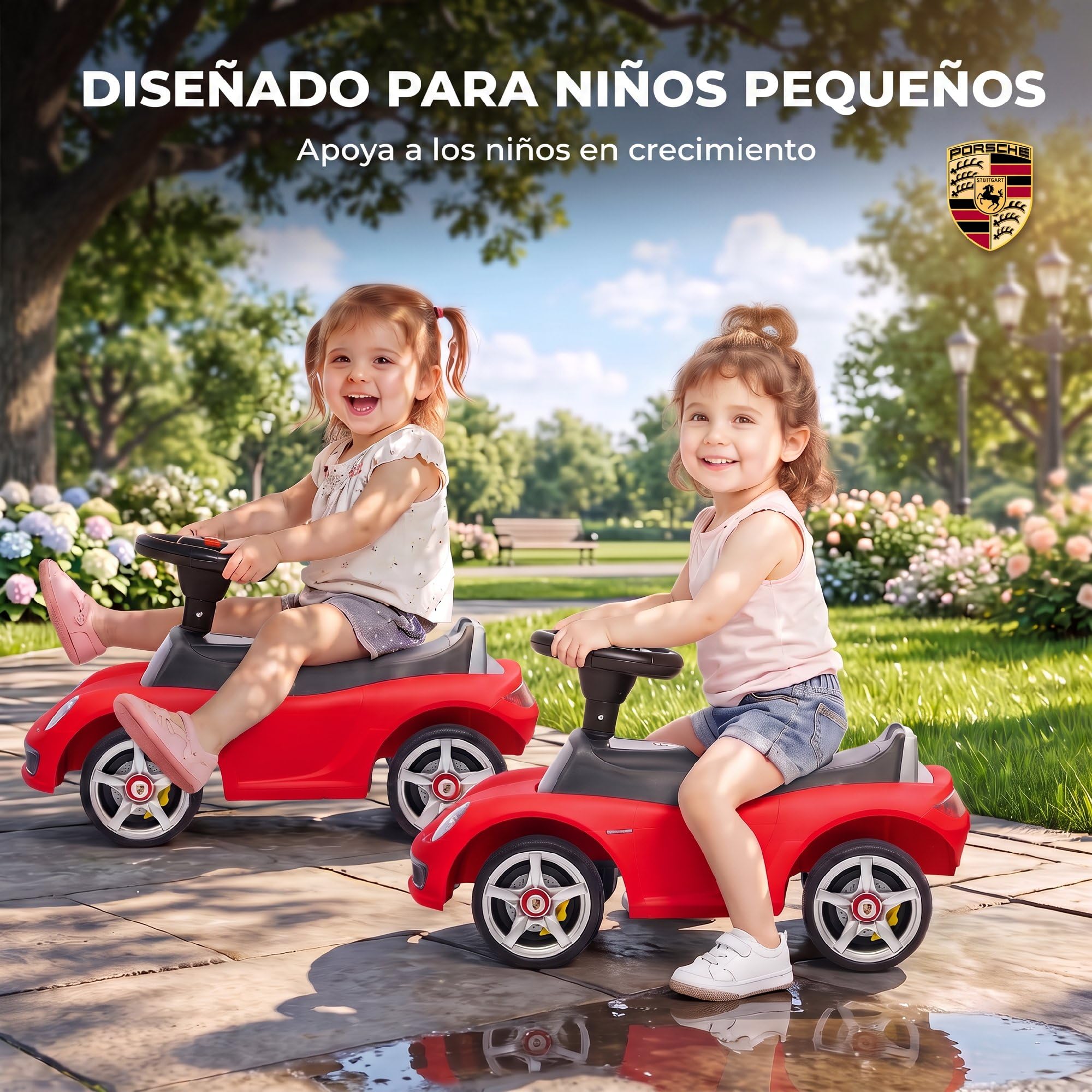 AIYAPLAY Correpasillos para Bebés 18-36 Meses Licencia de Porsche Rojo