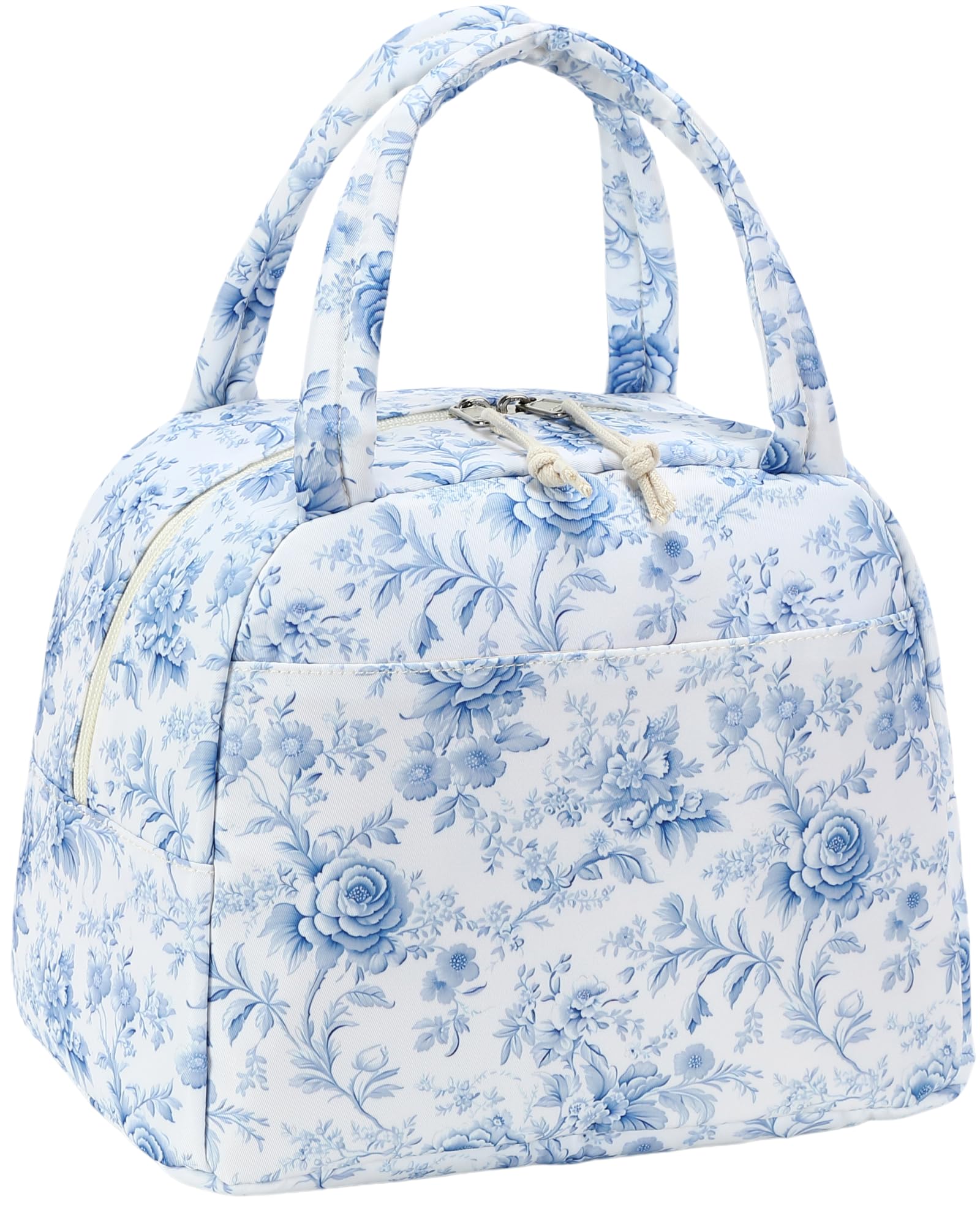 Bluboon Lunch Box for Women Cute Lunch Bag Reusable Insulated Lunch Bags Large Capacity Lunchbox Cooler for Work Picnic or Travel Gifts (Blue Roses Floral, 10 x 7.5 x 8 inches) — image 1