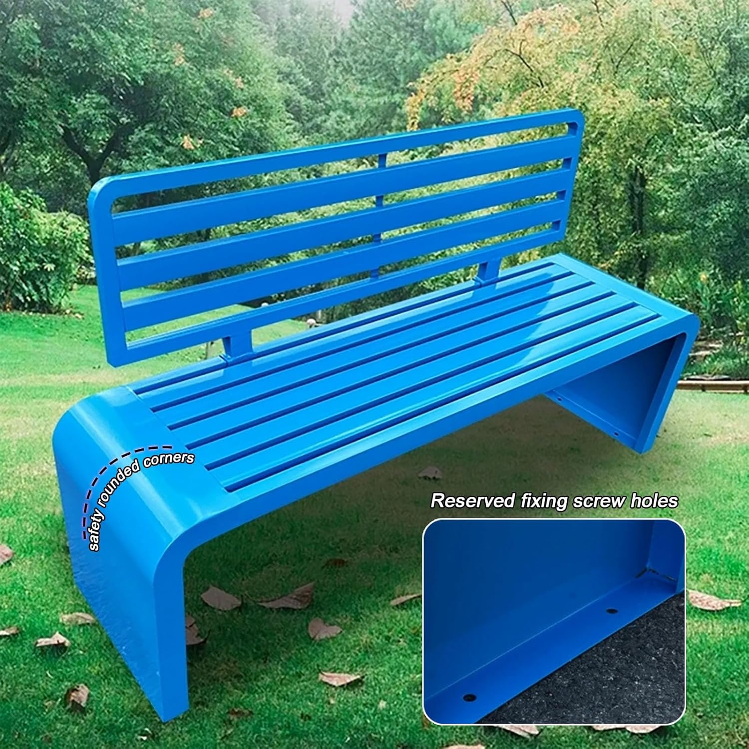 Metal Park Bench, Garden Bench with Backrest, Outdoor Patio Bench, 2 to 3 Seater Porch Chair, Slatted Furniture Seating, Weatherproof Steel Frame, for Yard, Deck, Lawn (Color : Green, Siz