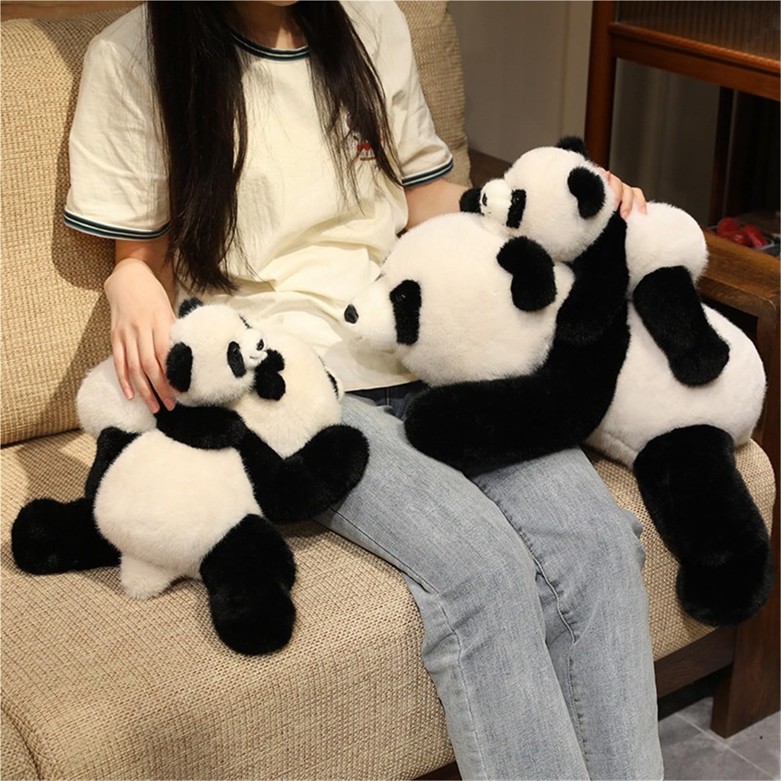 Peluche A Forma Di Panda, Morbido Tenero Peluche A Forma Di Panda Bianco E Nero Da Abbracciare Giocattolo Per Bambini(Brown,60cm/23.6in)