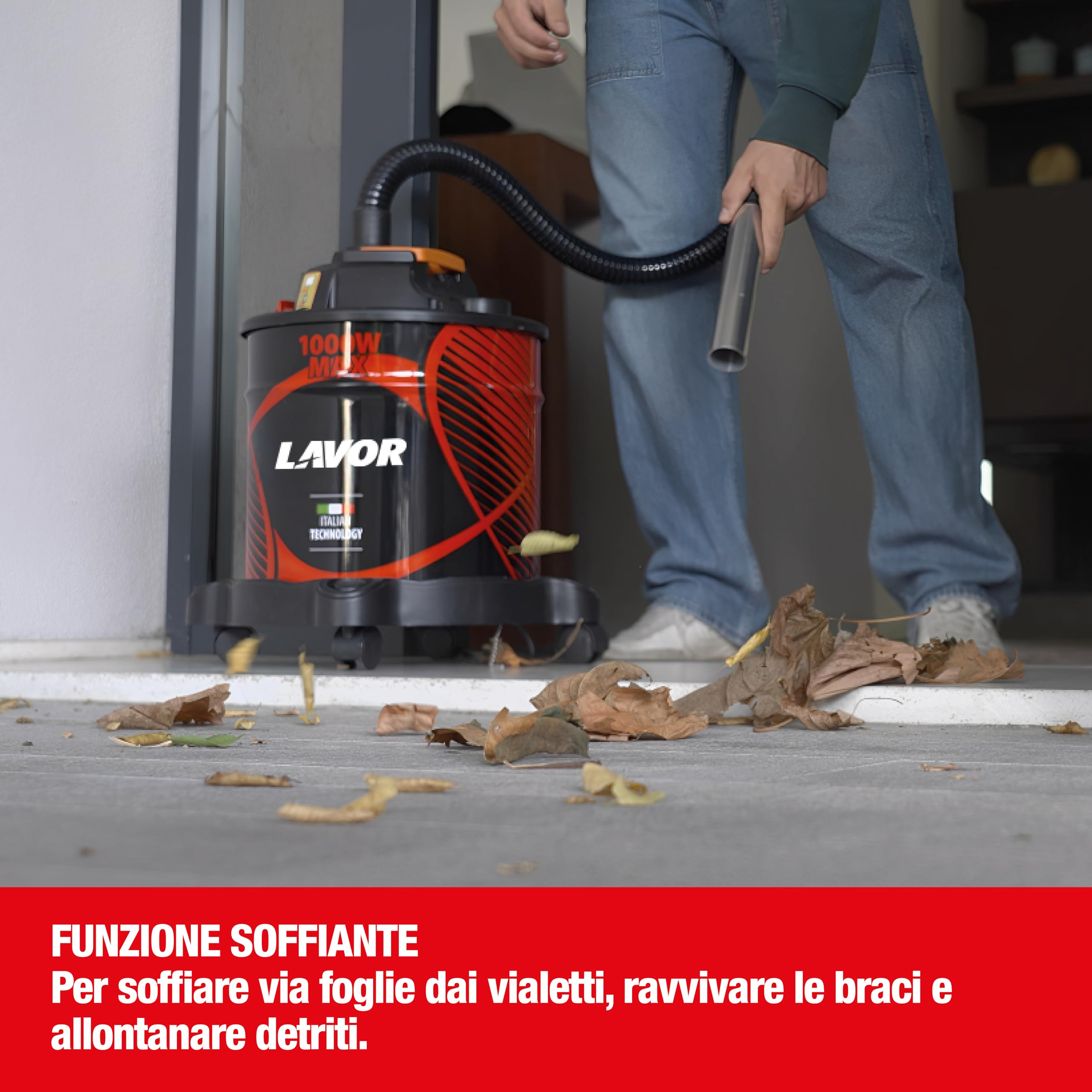 Lavor Aspiracenere ASHLEY 416 con funzione soffiante, regolazione di flusso, carrello, filtro HEPA lavabile e prefiltro polveri fini