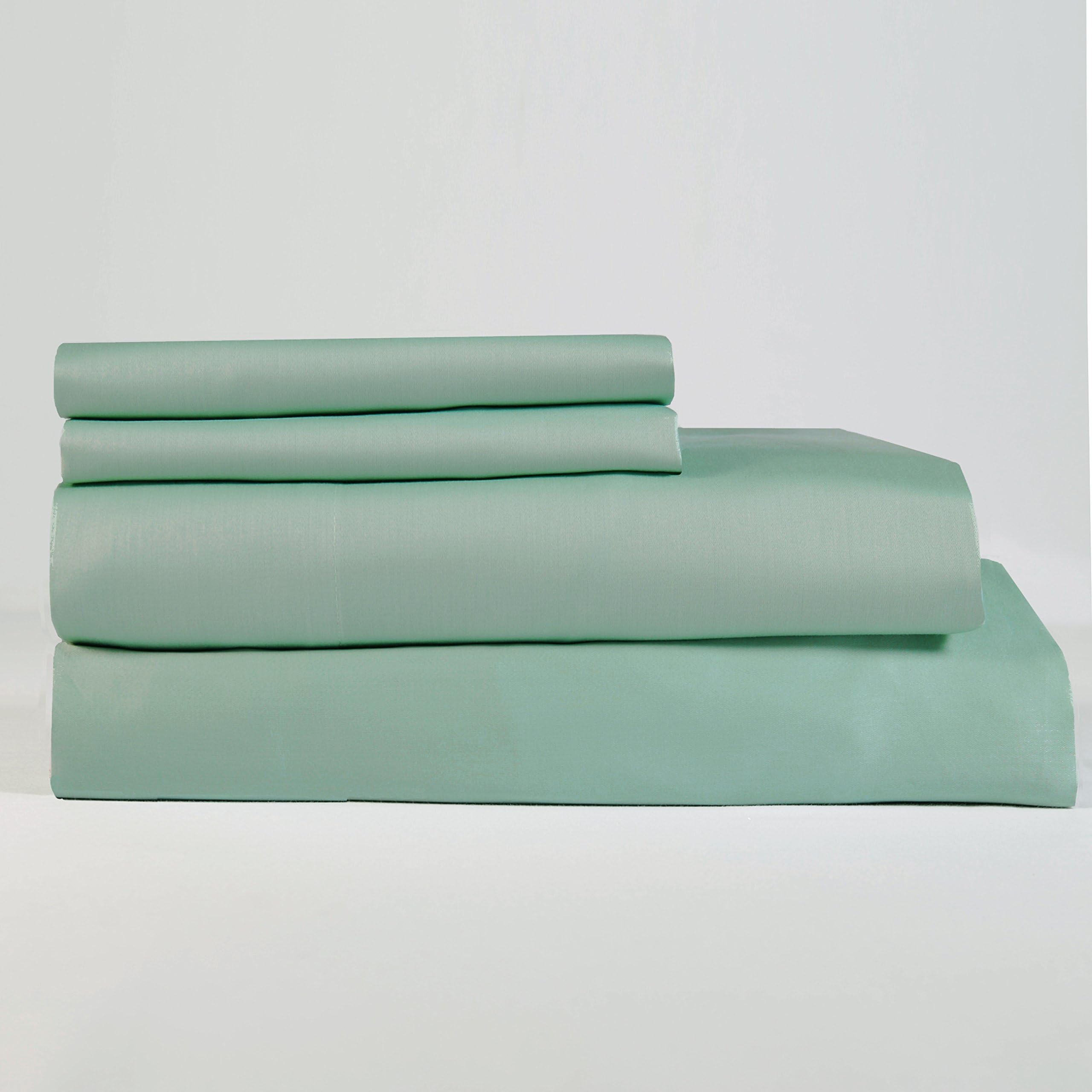 Cambay Linens 300 Thread Count 100% Cotton Sheet Set Sateen Weave Silky Soft Quality 4 Piece Bed Sheet Set - Queen, Aqua