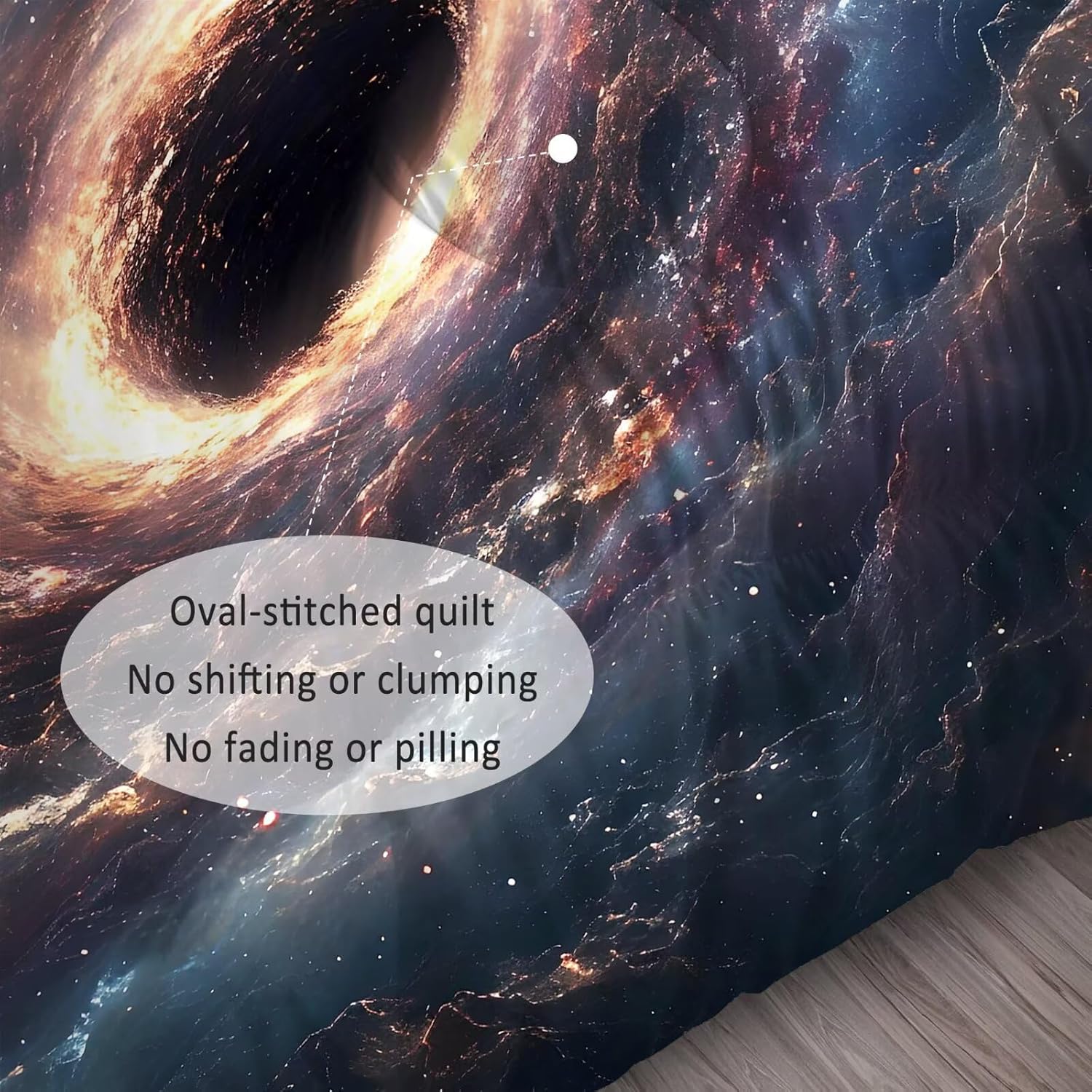 3D Black Hole Comforter Set Queen Size Space Optical Illusion Bedding Sets for Kids Boys Girls Teens Adults Vortex Galaxy Quilt Room Decor 1 Comforter 2 Pillowcases