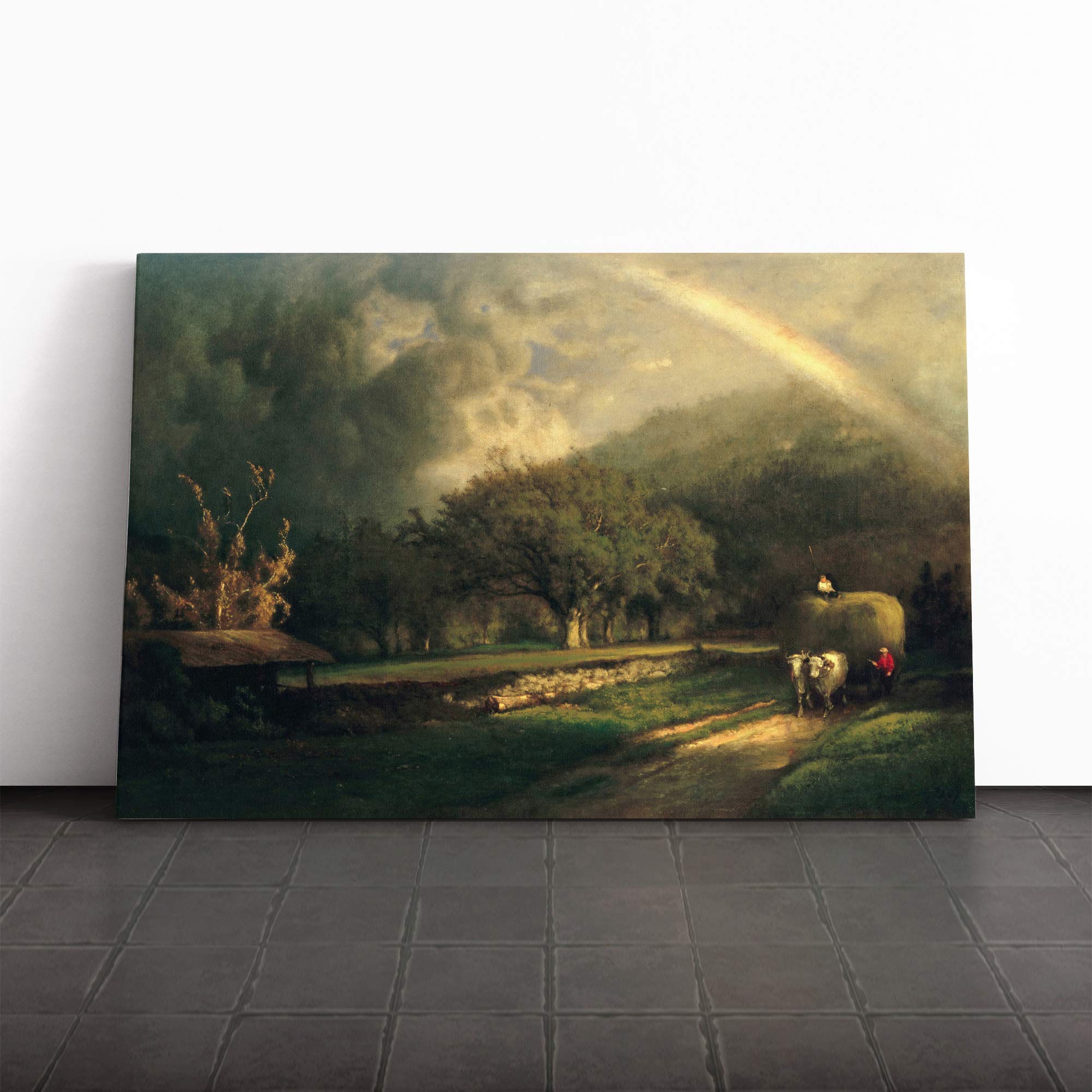 George Innes The Rainbow in The Berkshire Hills Canvas Print | Gallery Wrapped 30mm Frame Wall Art | 20x14 inches | Ready to Hang | Modern Landscape Picture | Living Room Bedroom Lounge Office