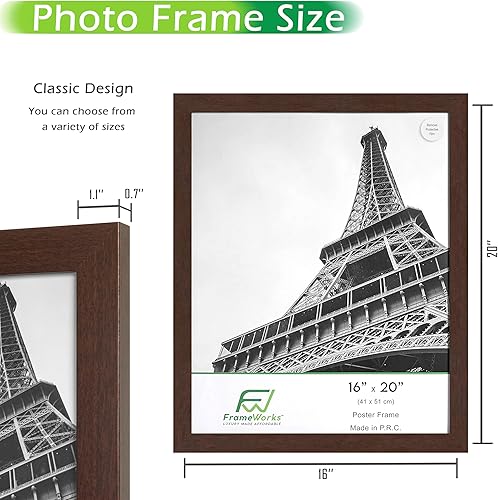 Vista 117 de FrameWorks Marco para póster de madera de 18 x 24 pulgadas, marcos clásicos de color negro mate con vidrio acrílico inastillable, fotos, pósters