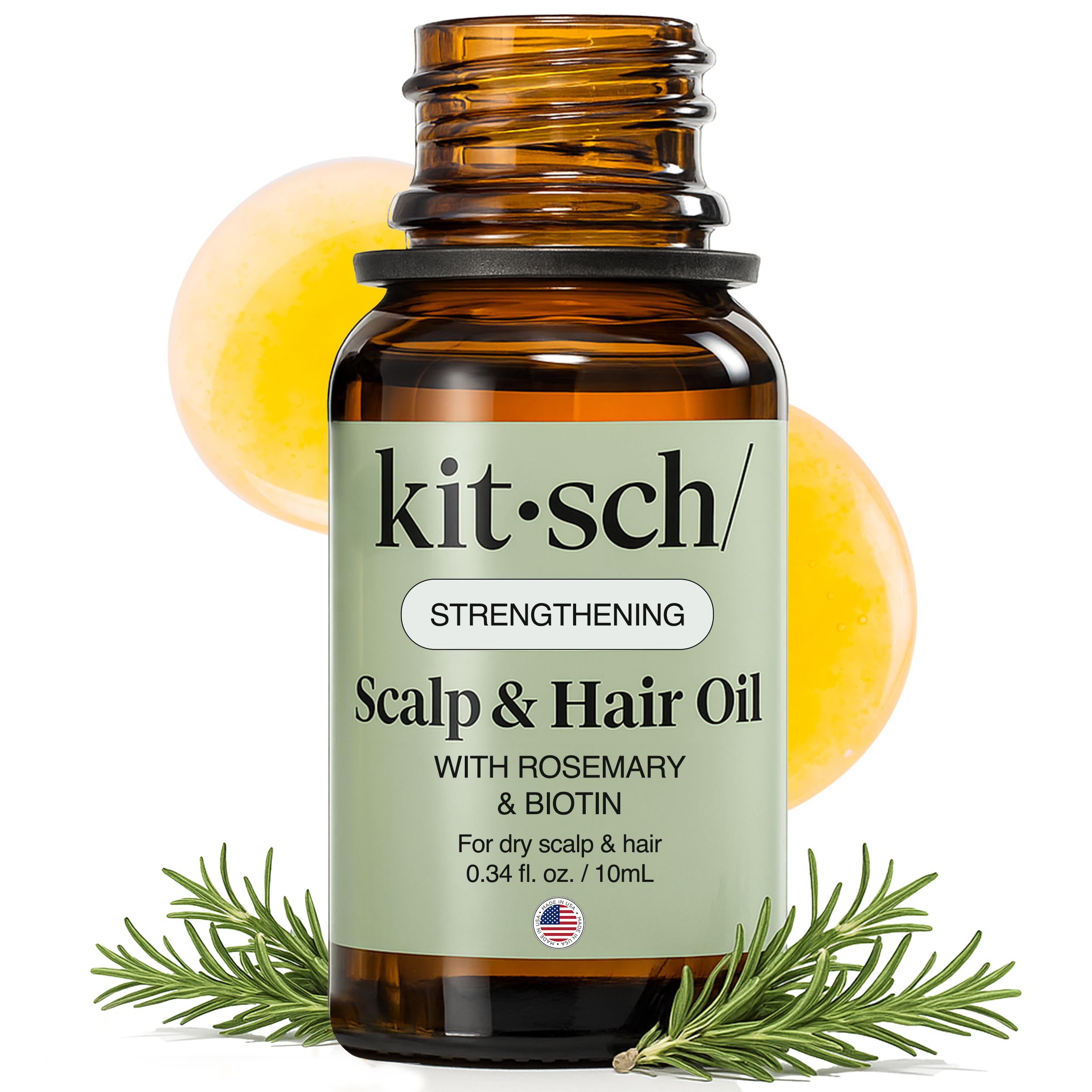 KitschRosemary Oil for Hair Growth – Hair Oil with Biotin, Castor & Jojoba – Pre-Wash Scalp oil for Hair Care – Lavender Scent – 10mL