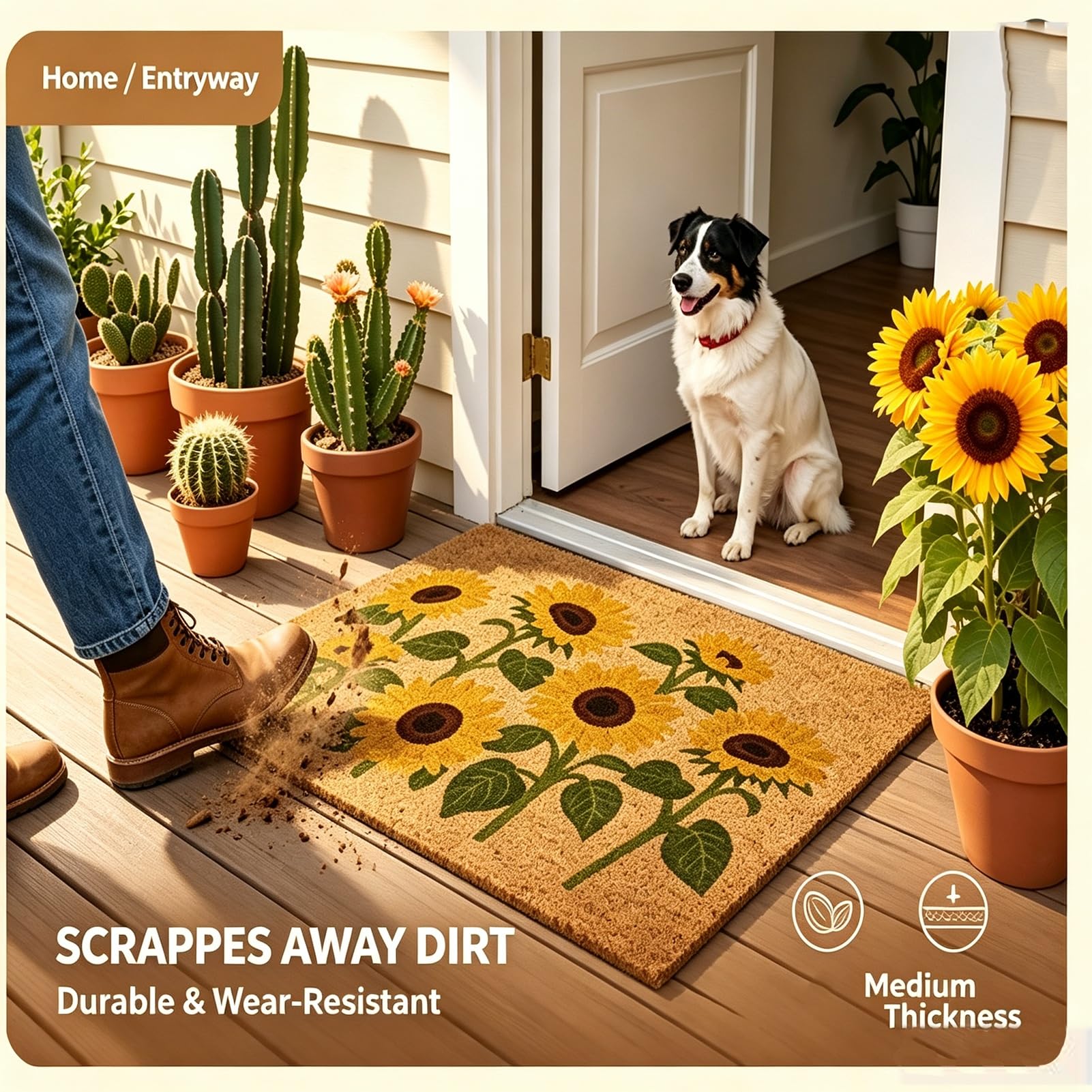 Zerbini Per Ingresso Esterno Tappeto Impermeabile | Non-slip Low Profile Durable Door Mat per Ingresso Interno Esterno Tappeto Esterno Terrazzo(A,60x90cm)