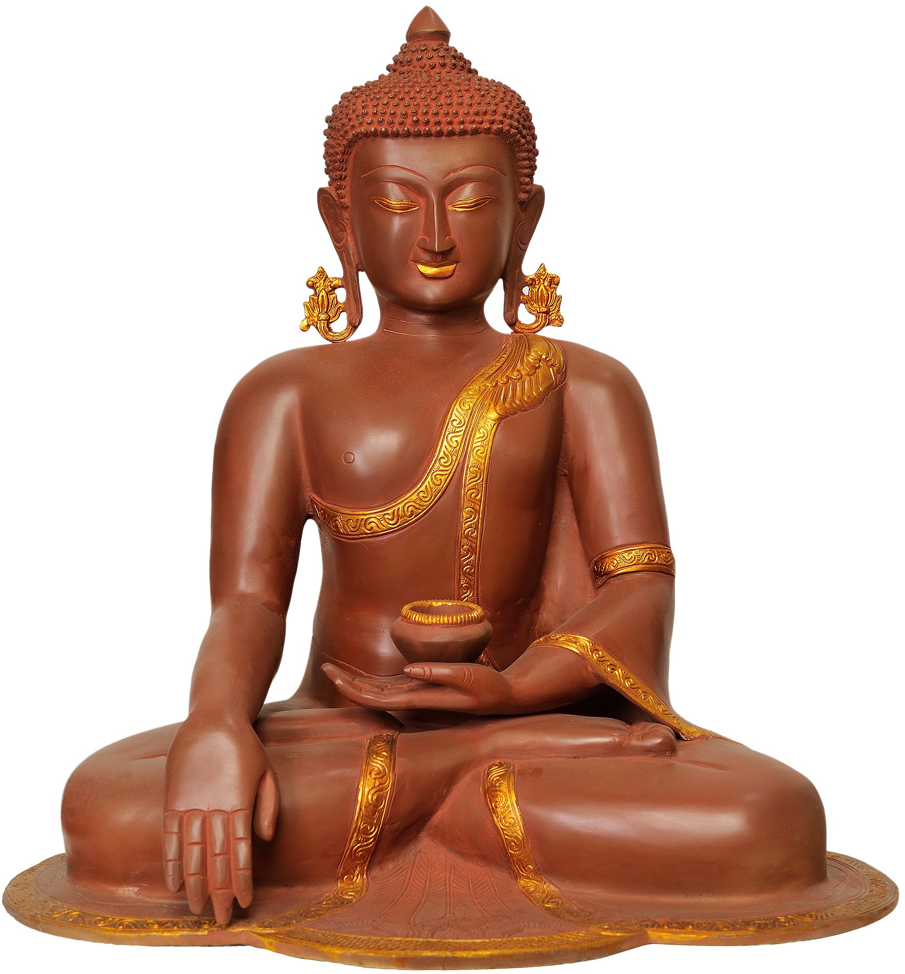 Exotic India Shakyamuni Buddha in Mara-Vijay Mudra, 17.5 Inch Height, Multi Color