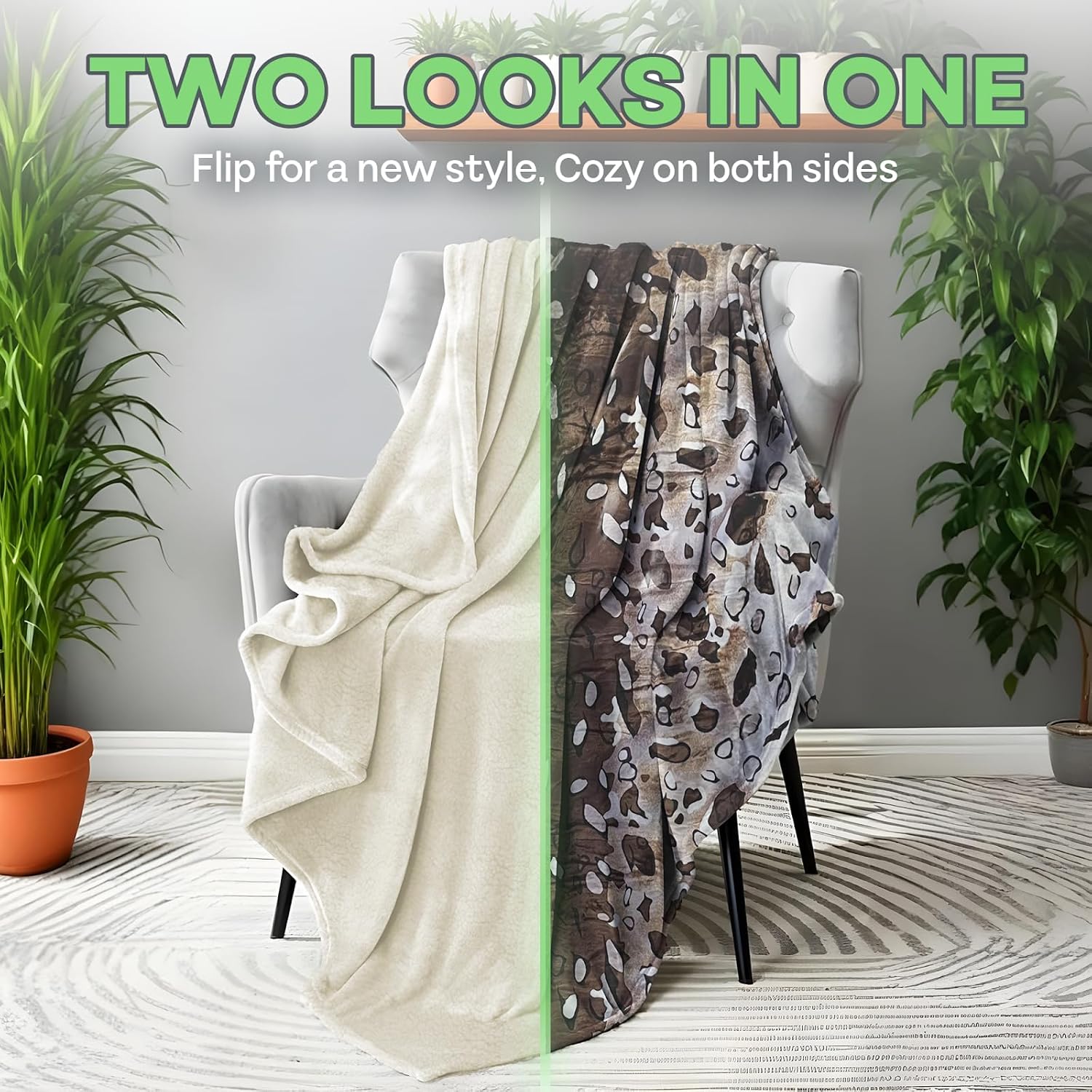 Sacred Thread Korean Mink Blanket Queen Size, Animal Print - Thick Heavy Korean Blanket - 5 LB Heavy Fleece Mink Style, 95"x 79", (Brown Cow)