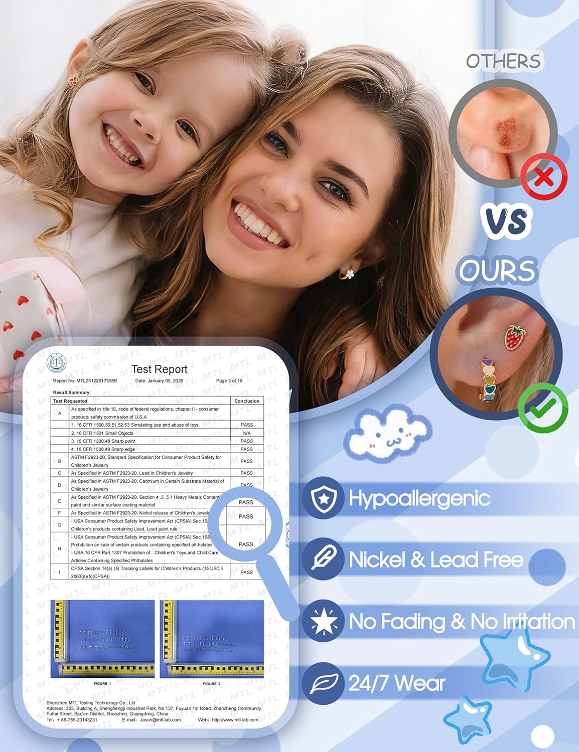 SAILIMUE Hypoallergenic Flat Back Earrings for Girls Women Surgical Steel Earrings for Sensitive Ears Women Cute Butterfly Flower Stud Earring Set for Teen Girls Kids Toddler Baby Jewelry Gifts - Image 2