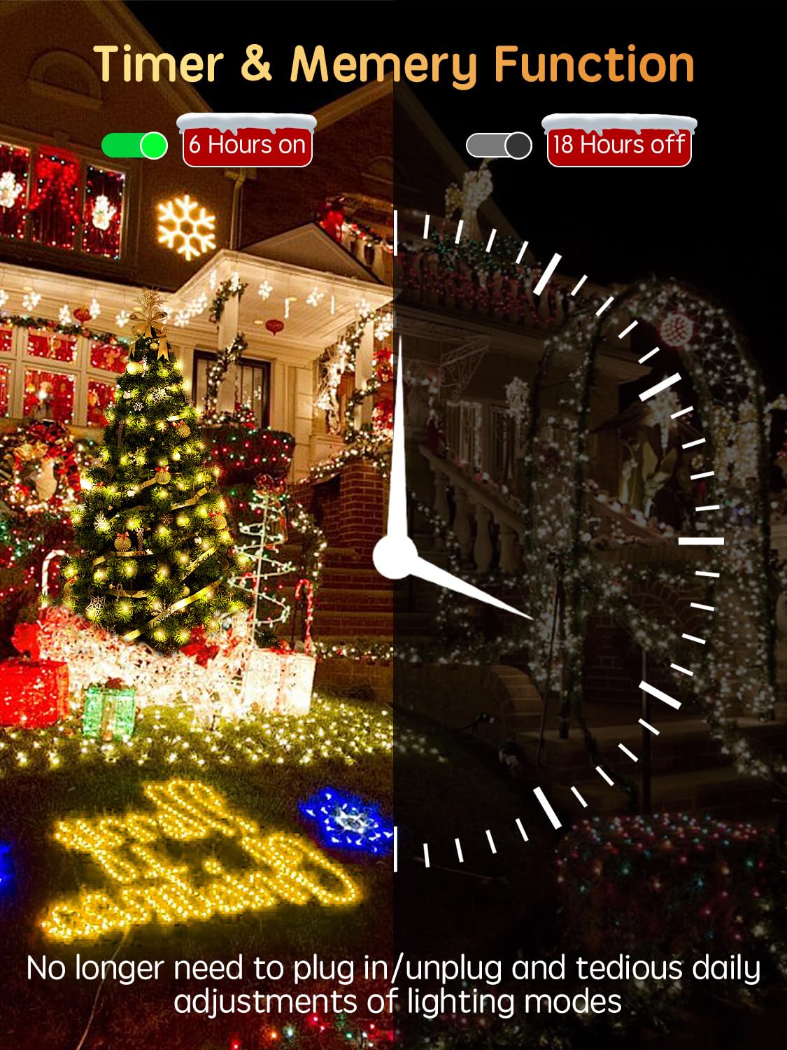CGN 105M Christmas Lights, 1000 LED Warm White Fairy Lights Plug in with Remote, Outdoor String Lights with Timer/8 Modes - Image 4