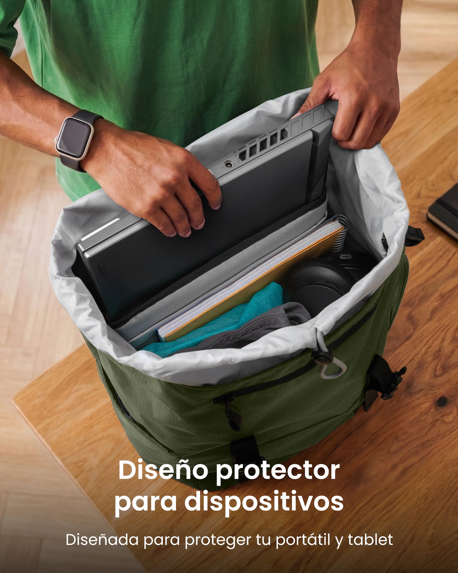 tomtoc Mochila para Portátil 22L, Mochila Vintage Ligera y Resistente al Agua para Escuela, Universidad, Trabajo, Viajes y Uso Diario, para Hombre y Mujer, Compatible con Portátiles de 13-16 Pulgadas