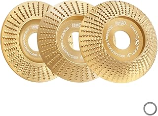 BGTEC Premium Wood Carving Disc Grinder Wheel Disc for Angle Grinder,3pcs 4" 100MM (Plane+Beveled+Arc) Stump Tool Grinding Wheel with 7/8"-5/8" Arbor for Cutting Shaping Grinding.