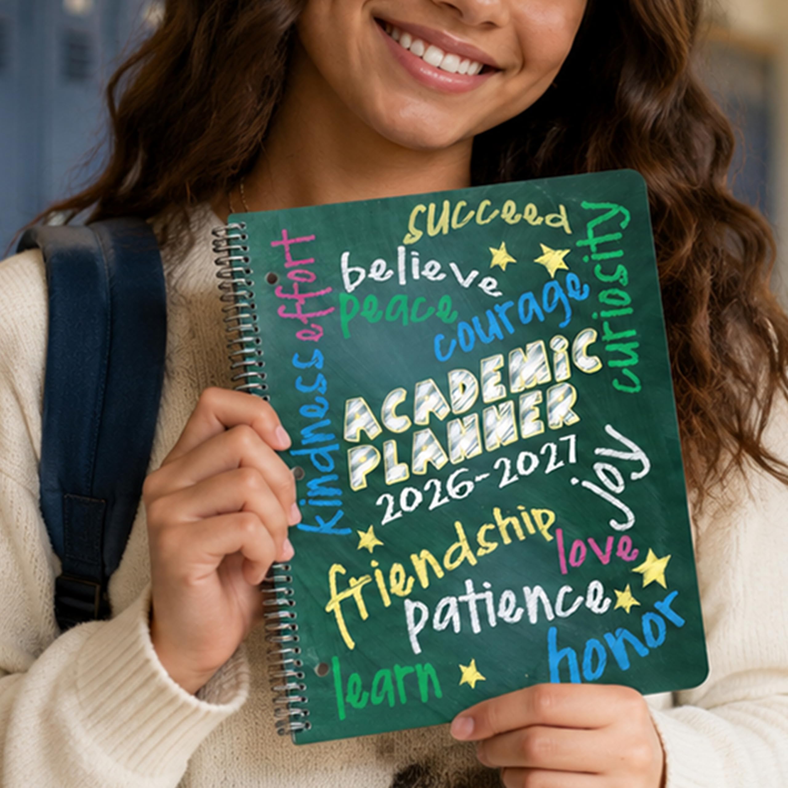 Planificador de estudiantes de primaria 2026-2027, año escolar académico, tamaño grande (8.5 x 11 pulgadas), libro de datos estilo matriz con cubierta clásica de matriz primaria